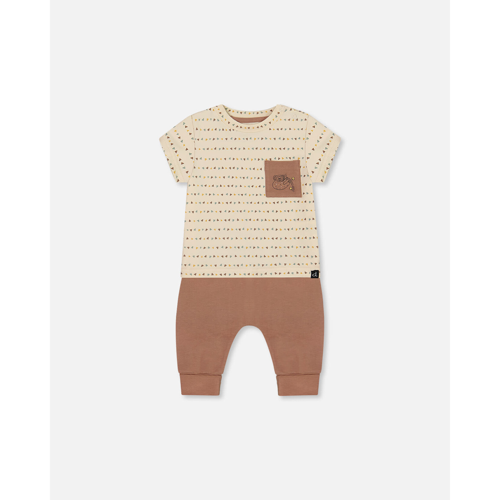 Deux par Deux DEUX PAR DEUX- Ensemble pantalon et t-shirt à motif avec pochette singe en coton biologique