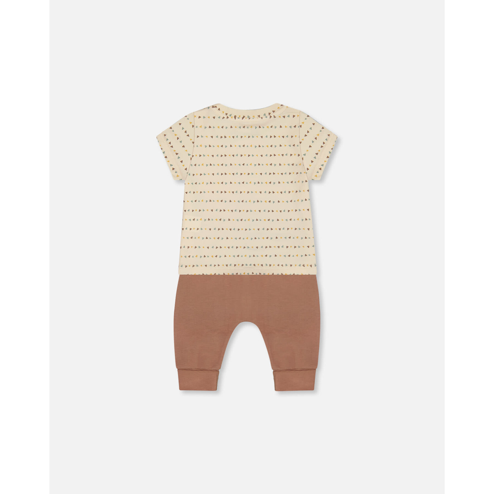 Deux par Deux DEUX PAR DEUX- Ensemble pantalon et t-shirt à motif avec pochette singe en coton biologique