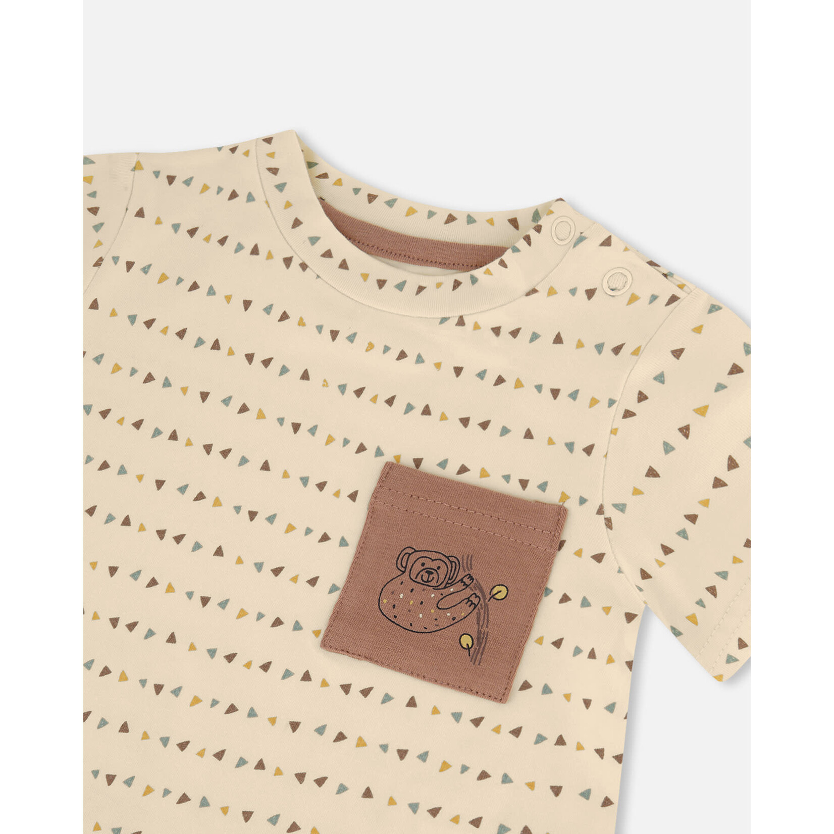 Deux par Deux DEUX PAR DEUX- Ensemble pantalon et t-shirt à motif avec pochette singe en coton biologique