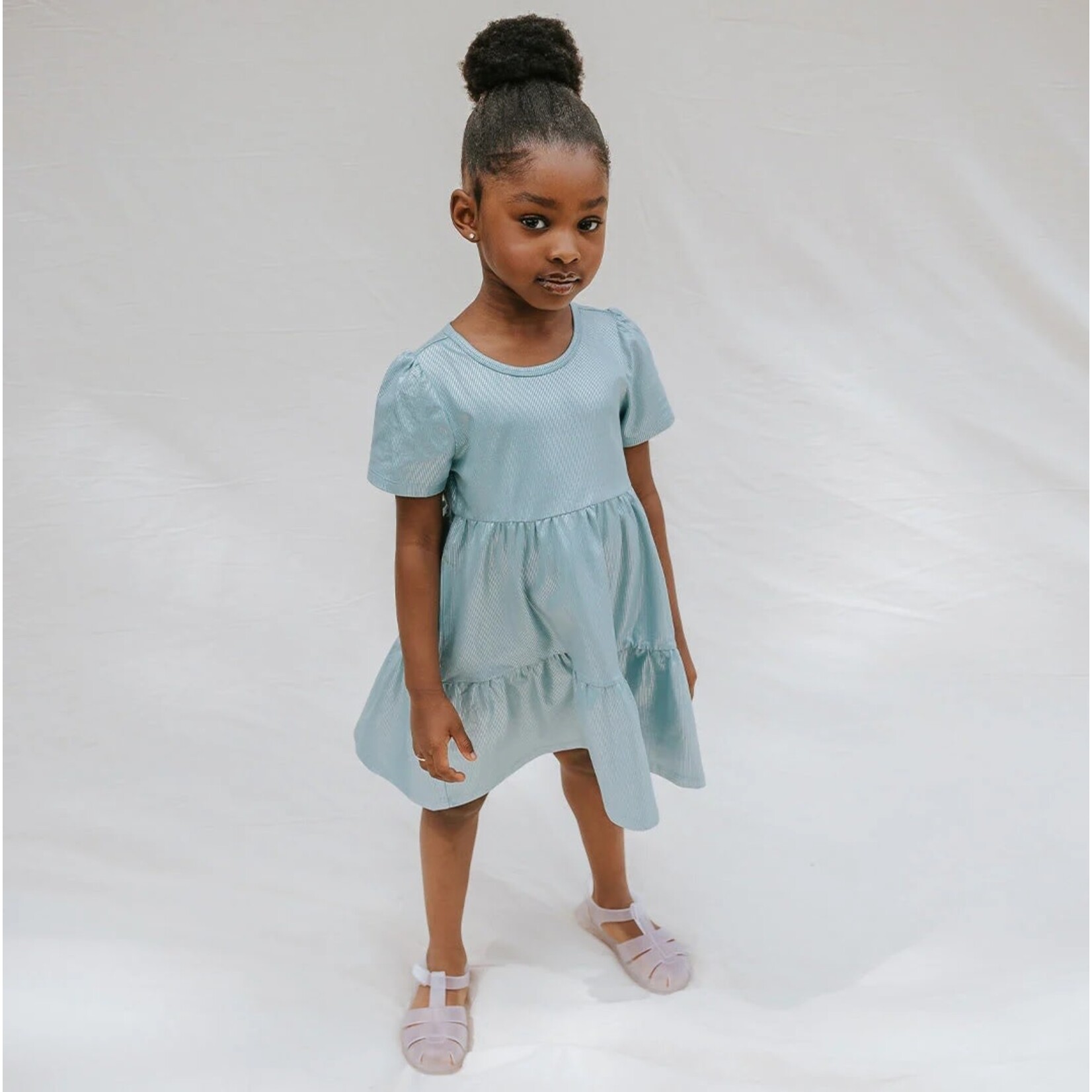 Miles the label MILES THE LABEL - Shiny turquoise ruffle dress