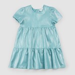Miles the label MILES THE LABEL - Robe à volants turquoise en jersey brillant