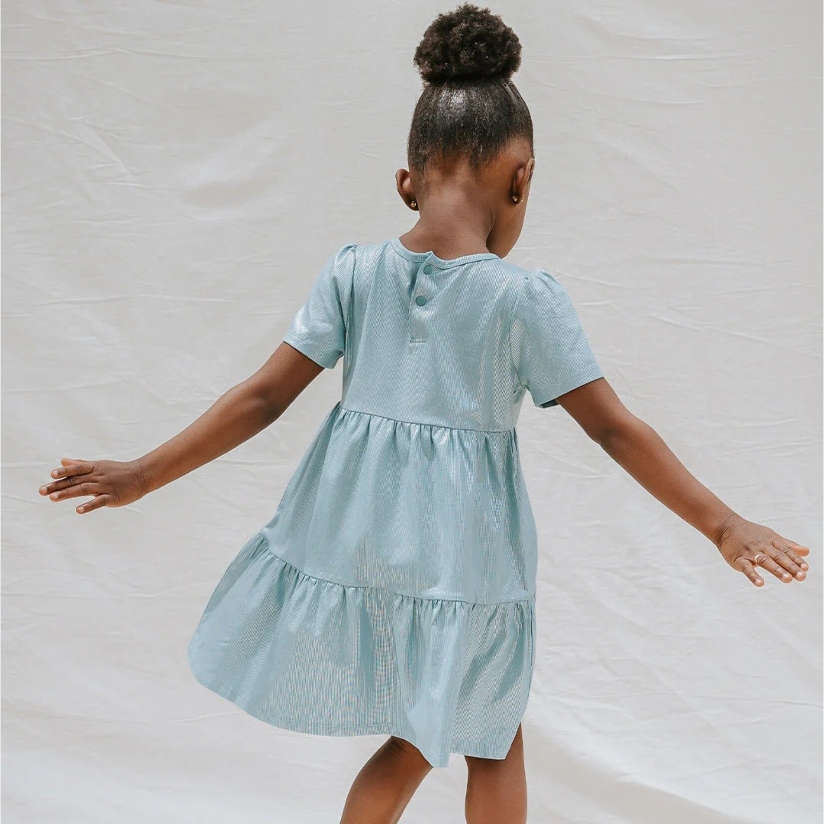 Miles the label MILES THE LABEL - Shiny turquoise ruffle dress