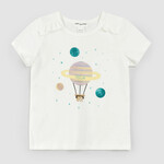 Miles the label MILES THE LABEL - T-shirt à manches courtes blanc cassé volants imprimé de montgolfière