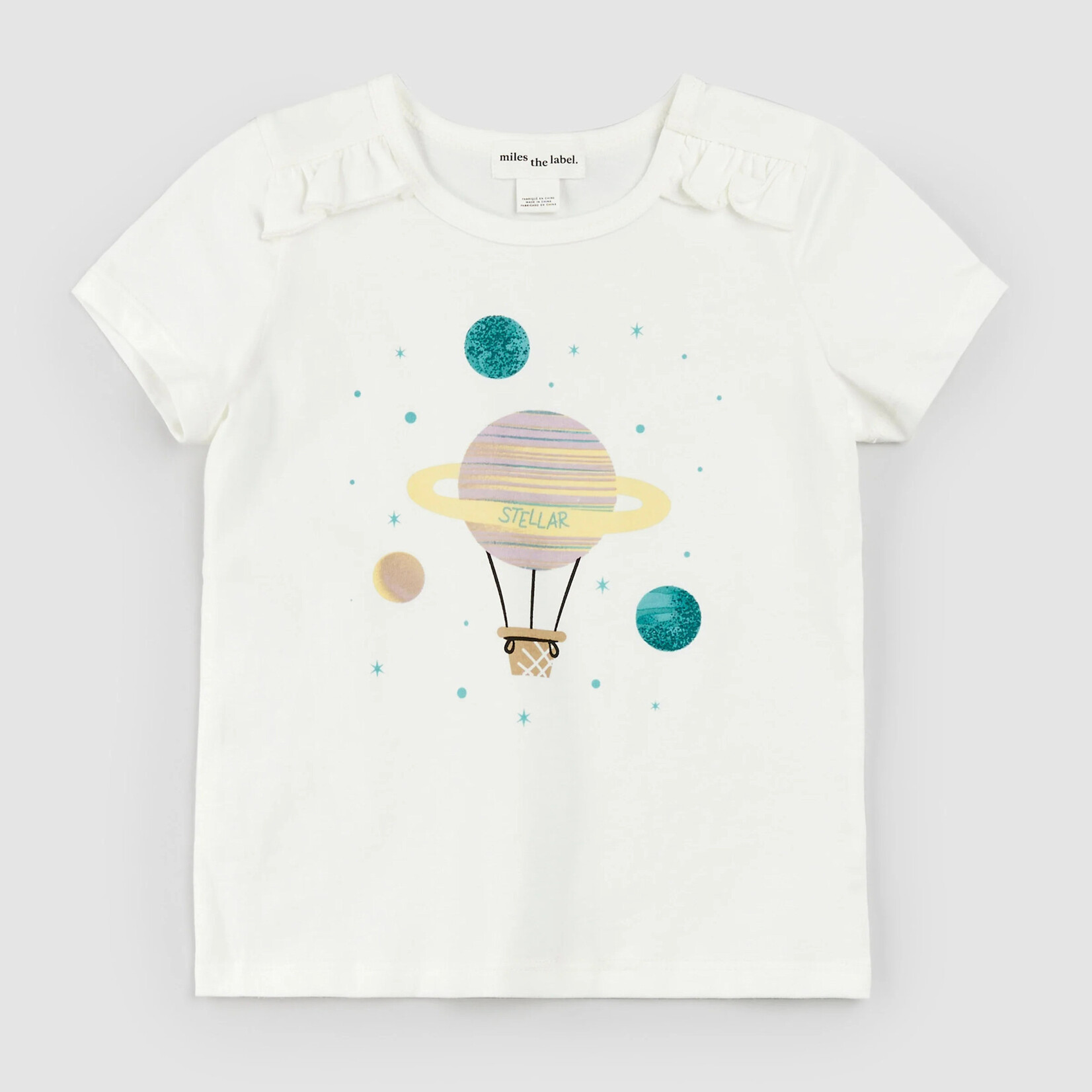 Miles the label MILES THE LABEL - Hot-air balloon print off-white shortsleeve t-shirt