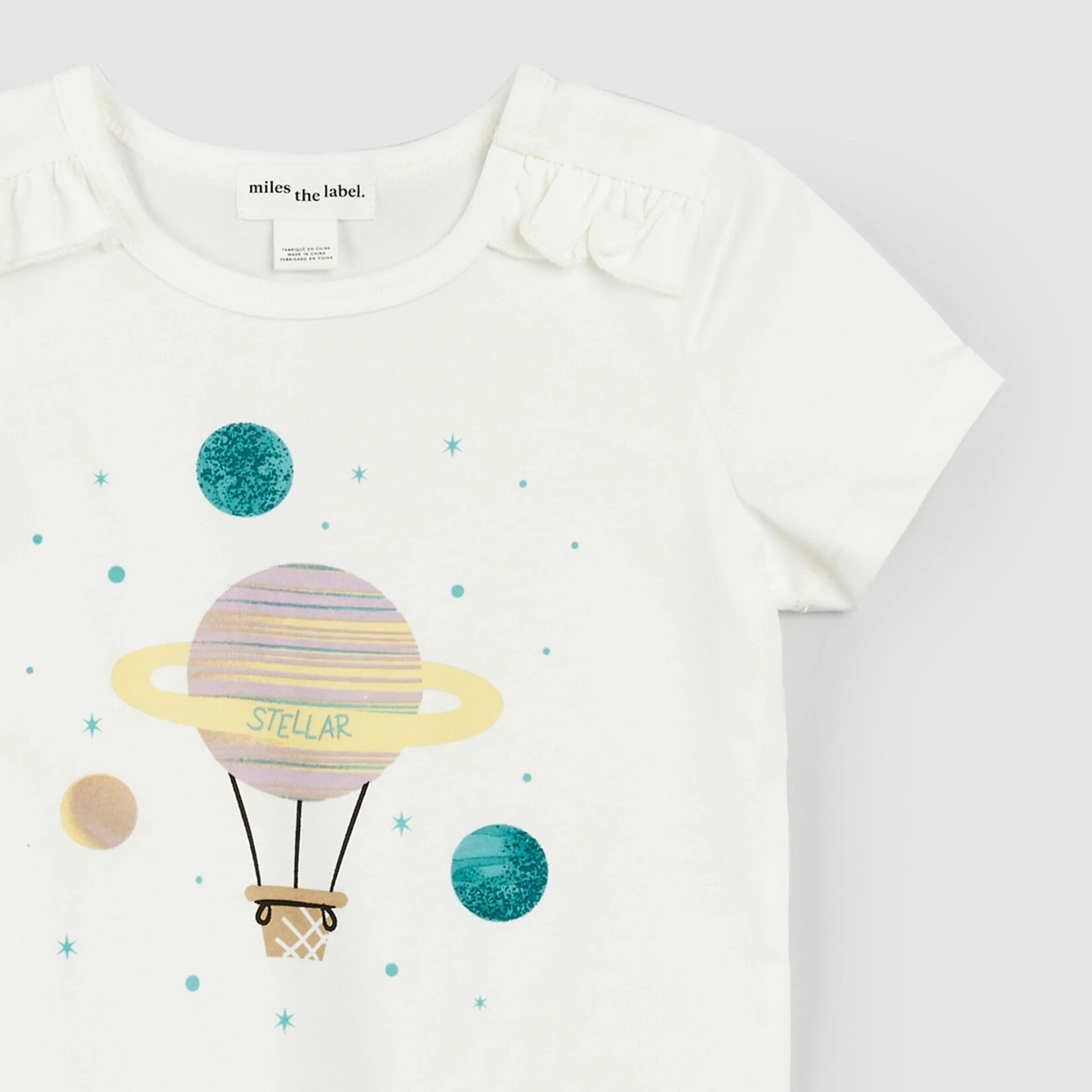 Miles the label MILES THE LABEL - Hot-air balloon print off-white shortsleeve t-shirt
