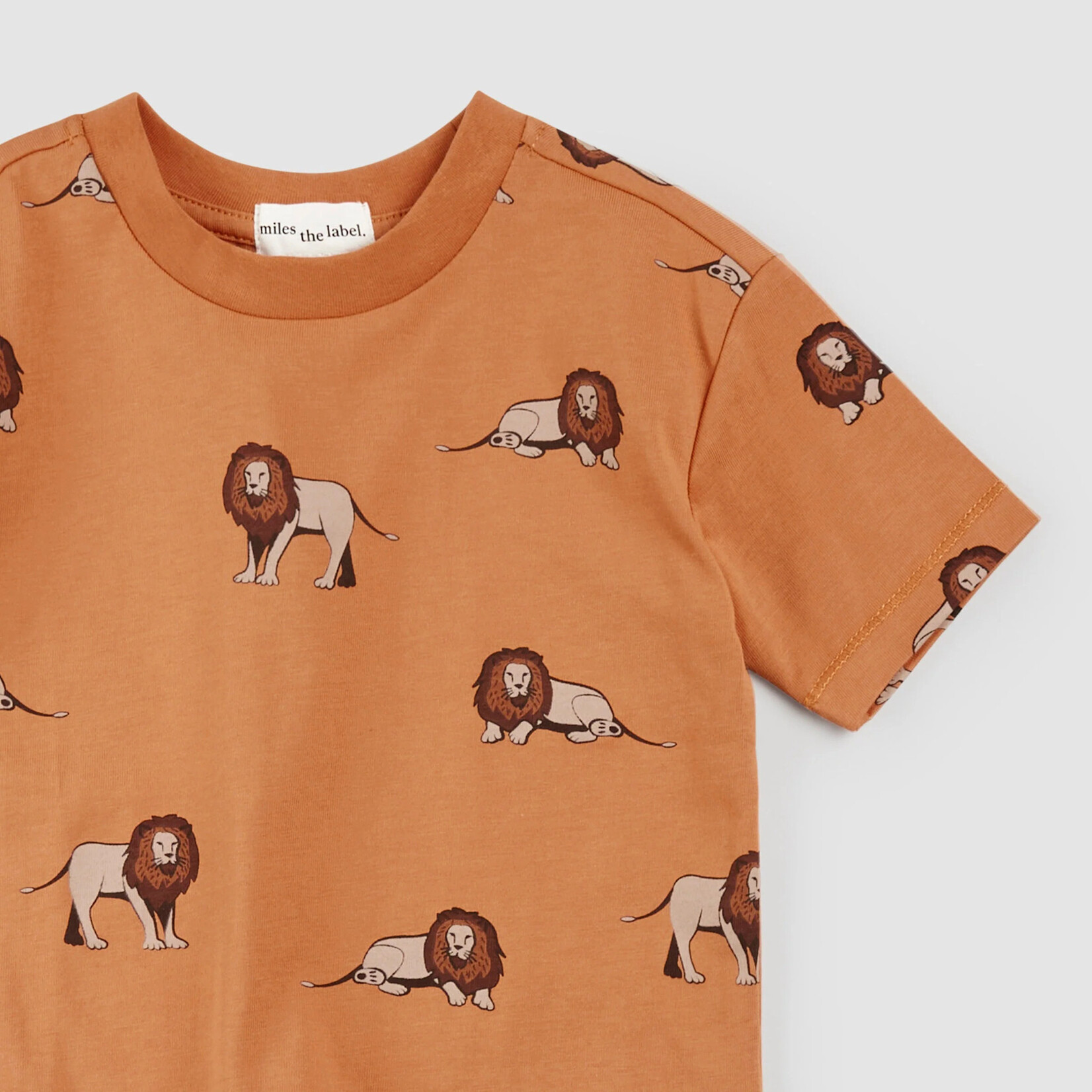 Miles the label MILES THE LABEL - Shortsleeve copper-coloured t-shirt with allover lion print