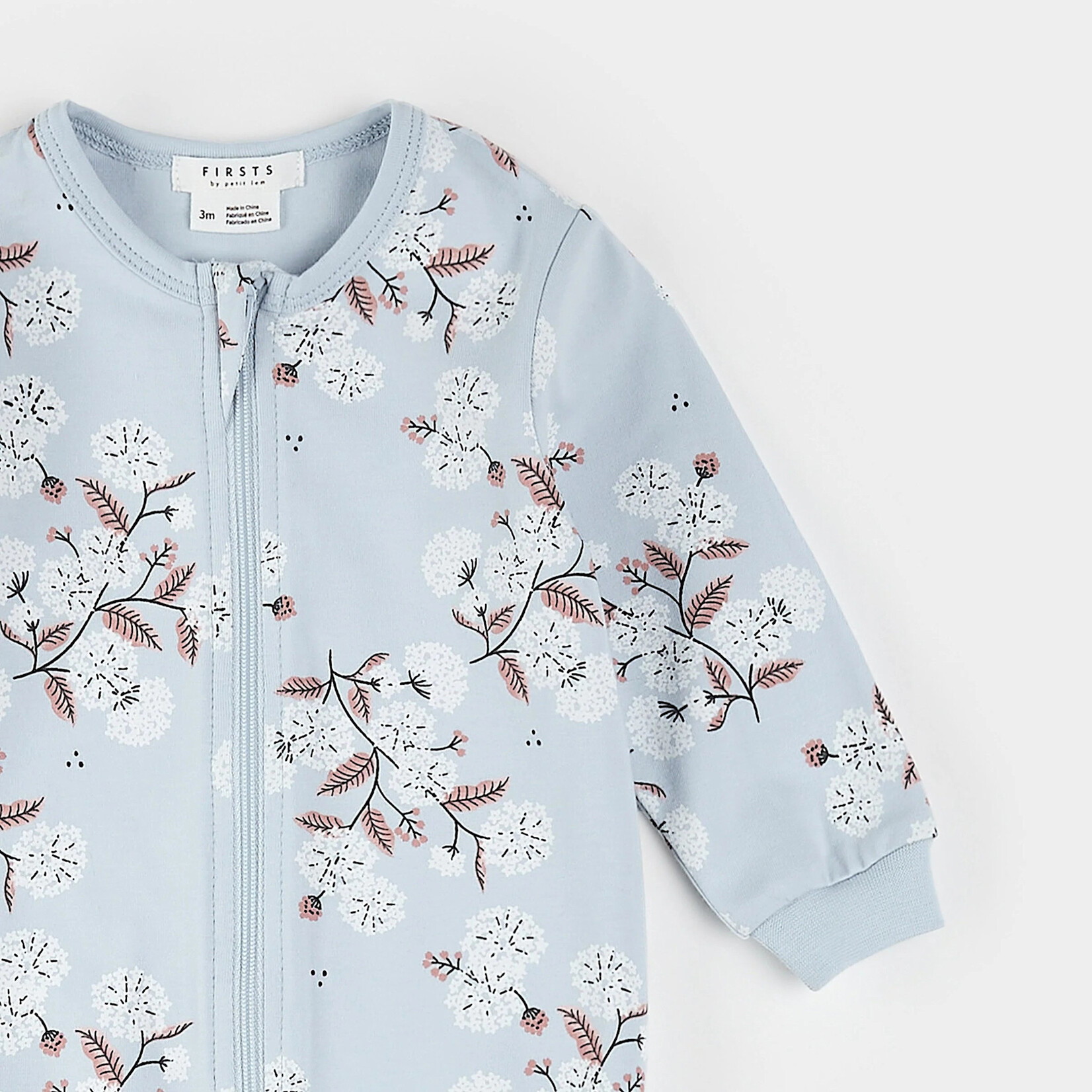 Petit Lem PETIT LEM - Hydrangea Print on Sky Blue Sleeper