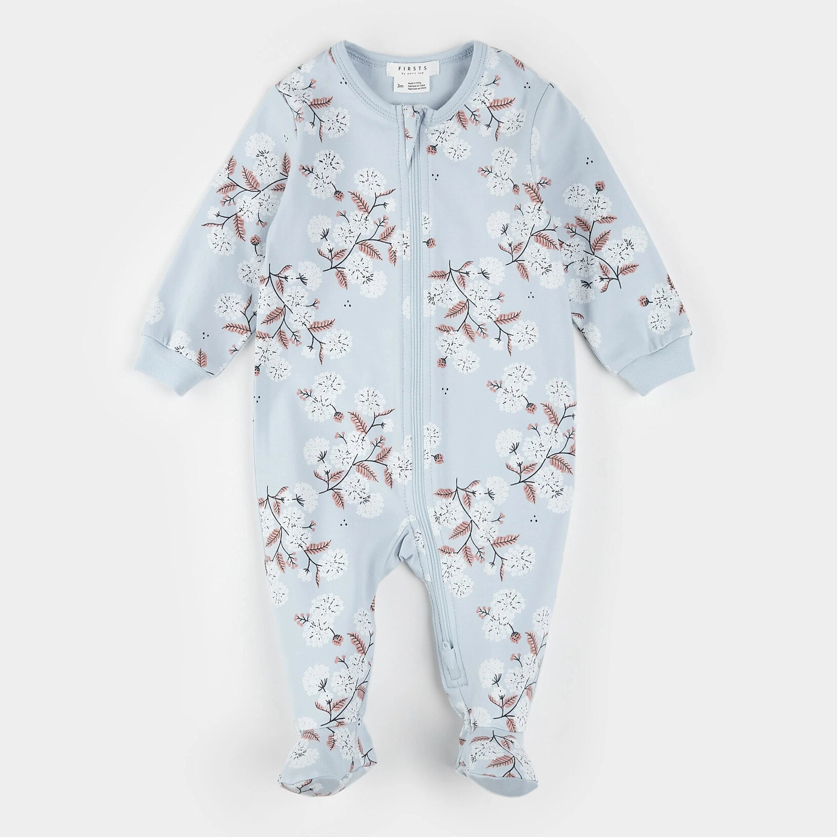 Petit Lem PETIT LEM - Hydrangea Print on Sky Blue Sleeper