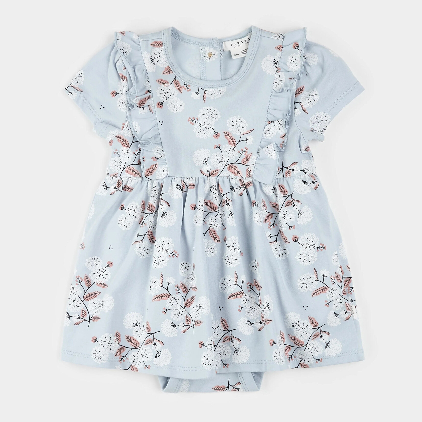 Petit Lem PETIT LEM - Hydrangea Print on Sky Blue Bodysuit Dress