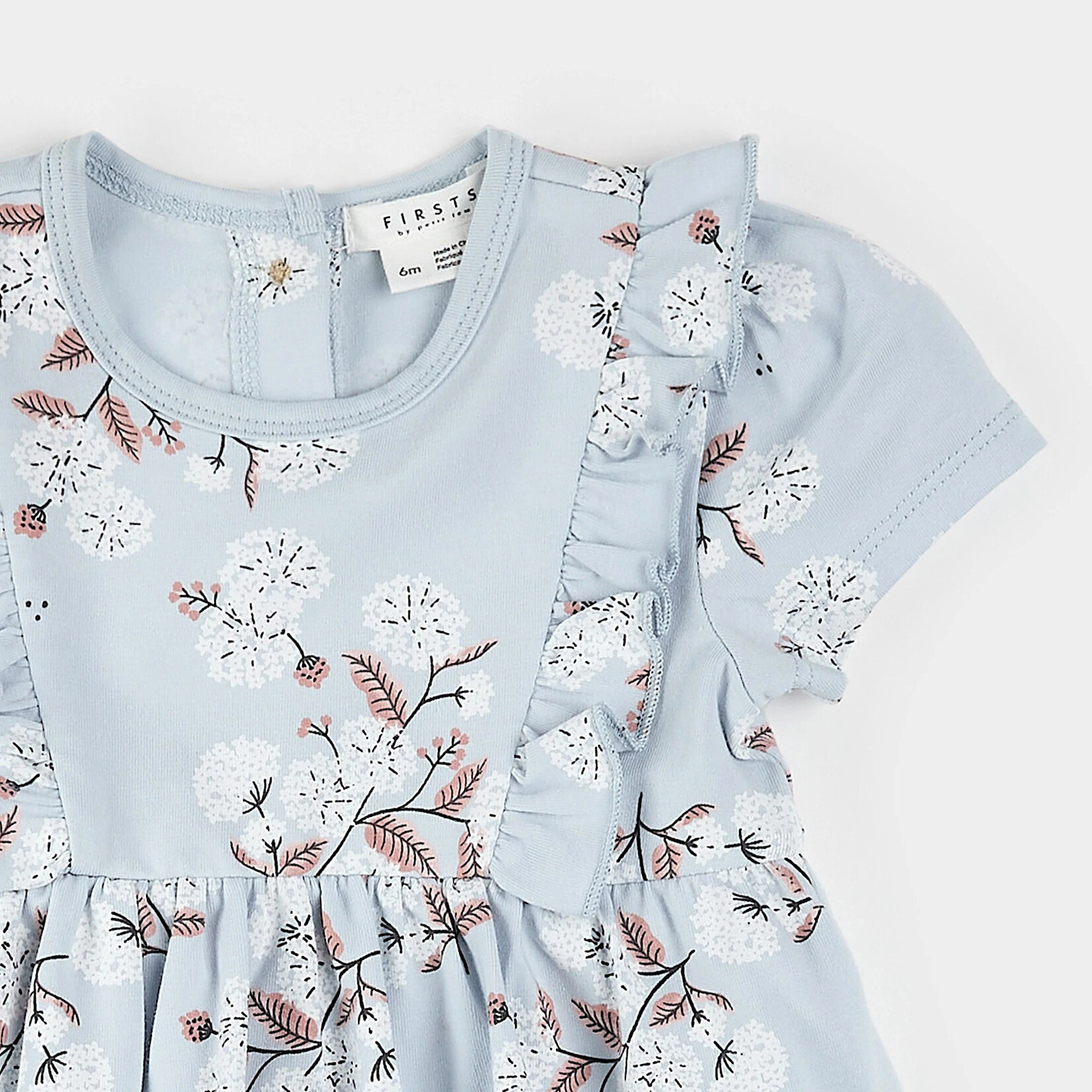 Petit Lem PETIT LEM - Hydrangea Print on Sky Blue Bodysuit Dress