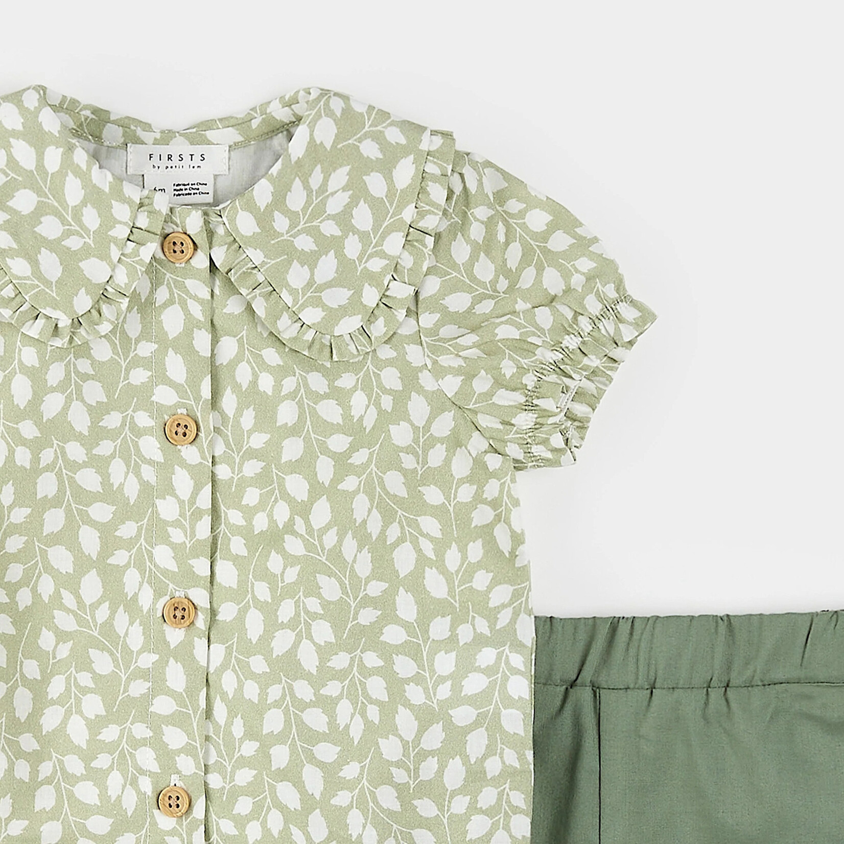 Petit Lem PETIT LEM - Ensemble chemise en poplin et shorts sauge