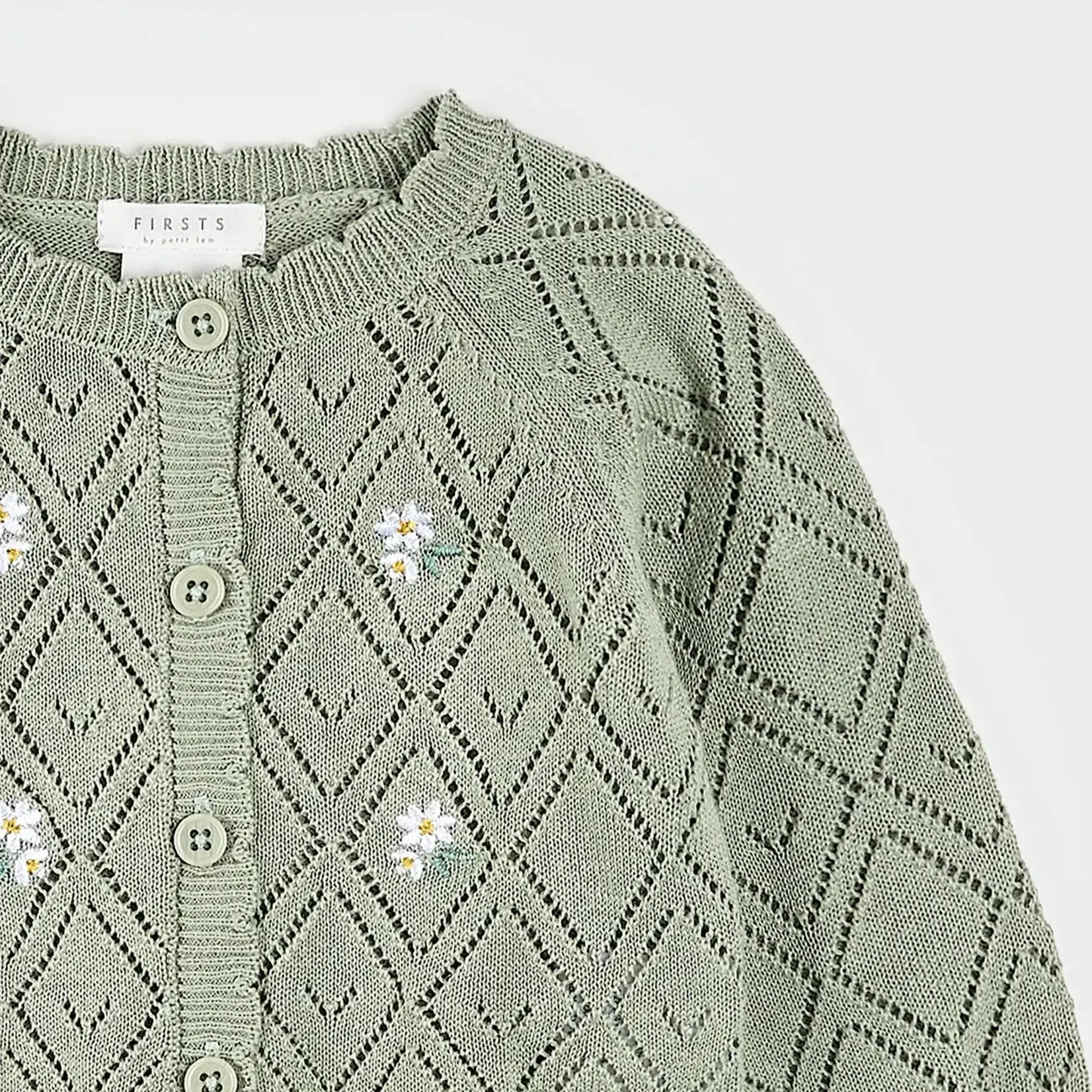 Petit Lem PETIT LEM - Sage Pointelle Knit Cardigan