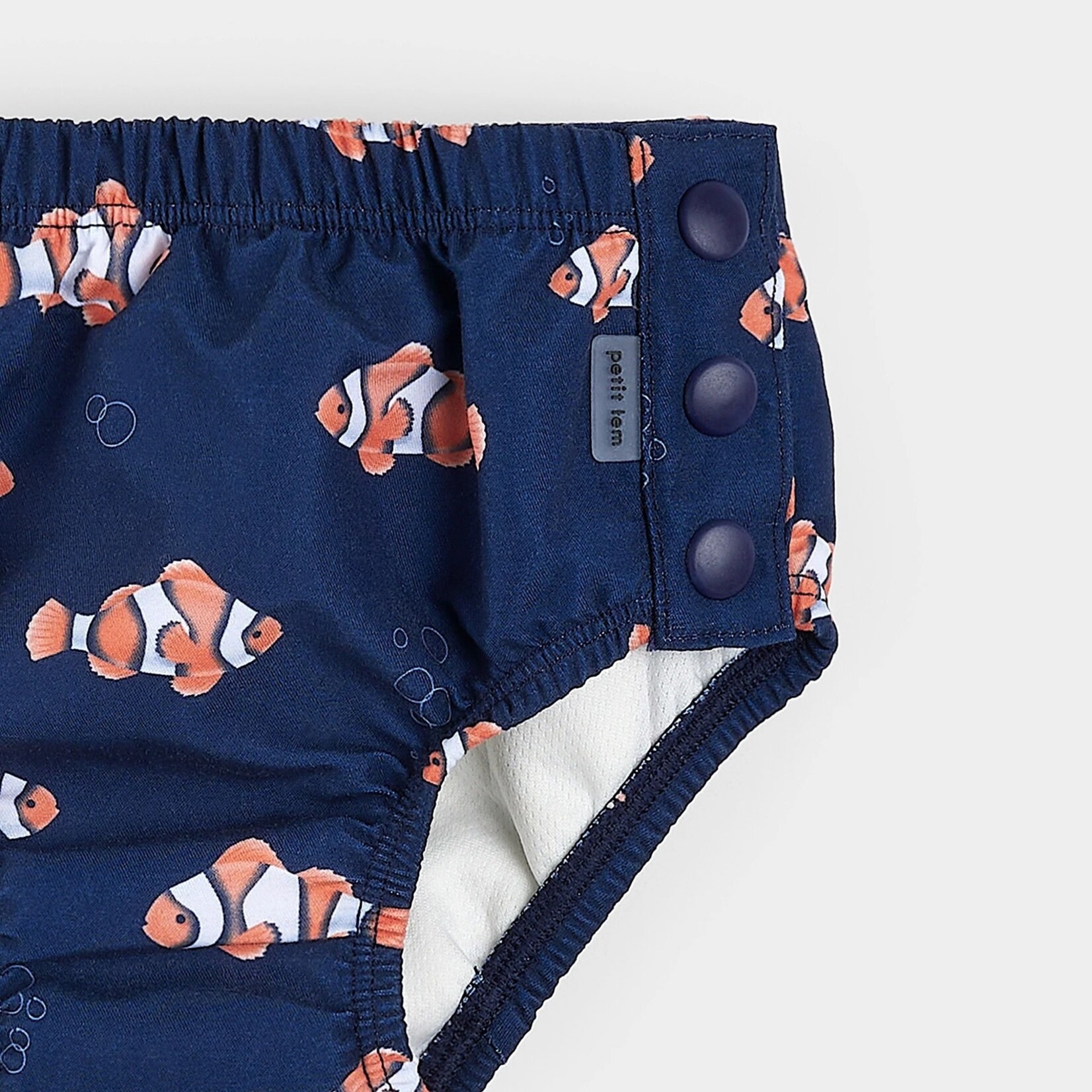 Petit Lem PETIT LEM - Clownfish Print Navy Swim Diaper