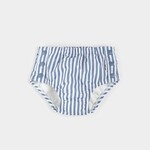 Petit Lem PETIT LEM - Couche de bain blanche à rayures bleu gris