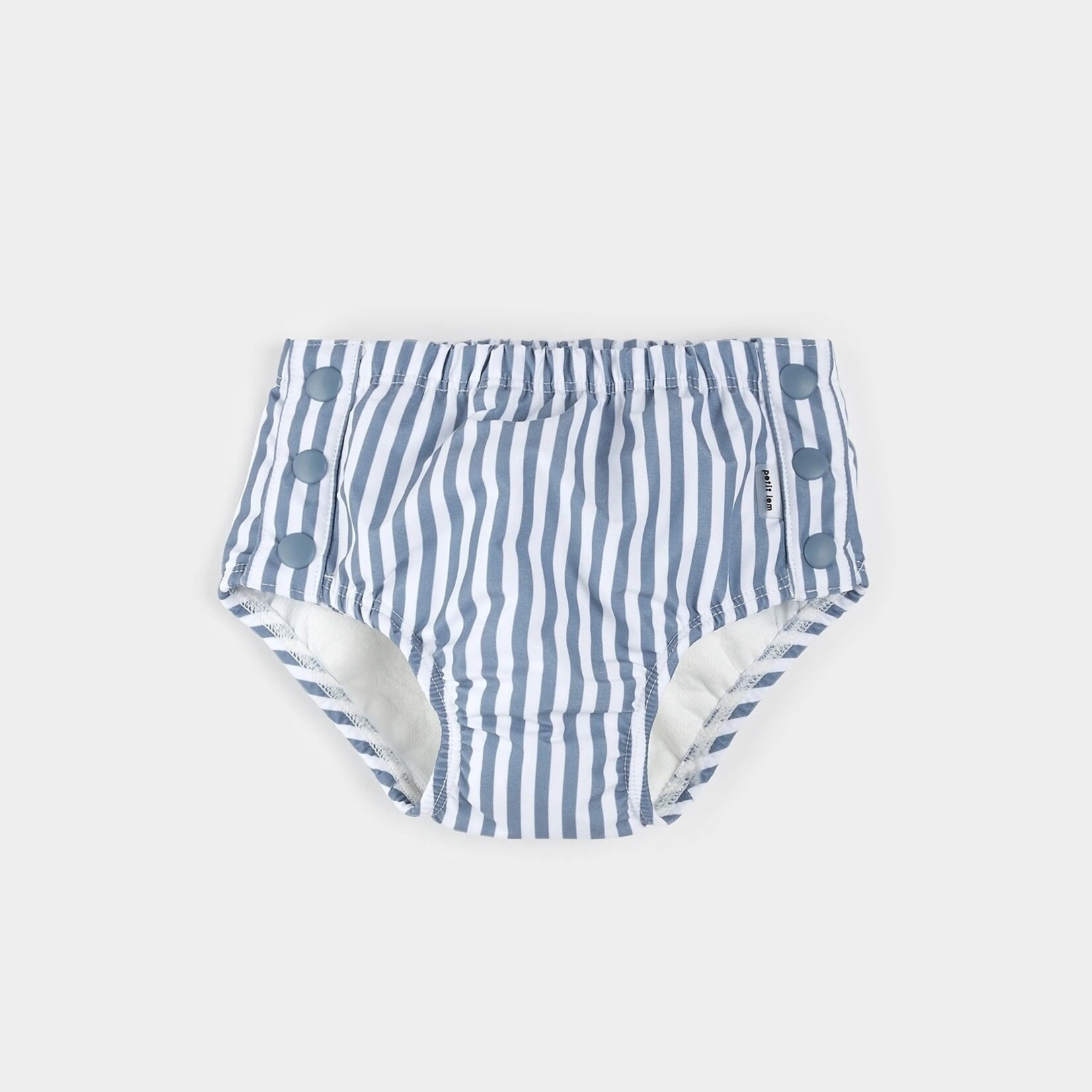 Petit Lem PETIT LEM - White swim diaper with blue-gray stripes