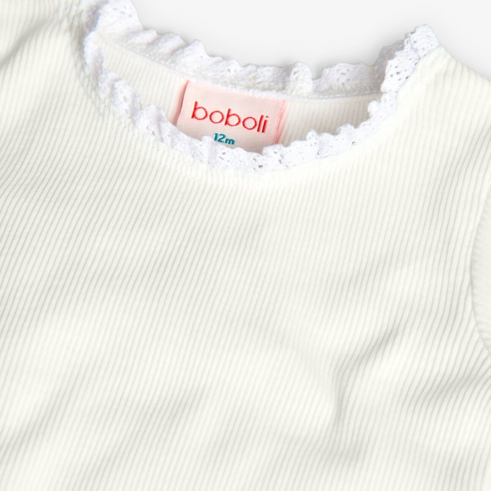 Boboli BOBOLI - White Short-Sleeved Shirt Decorated with Lace