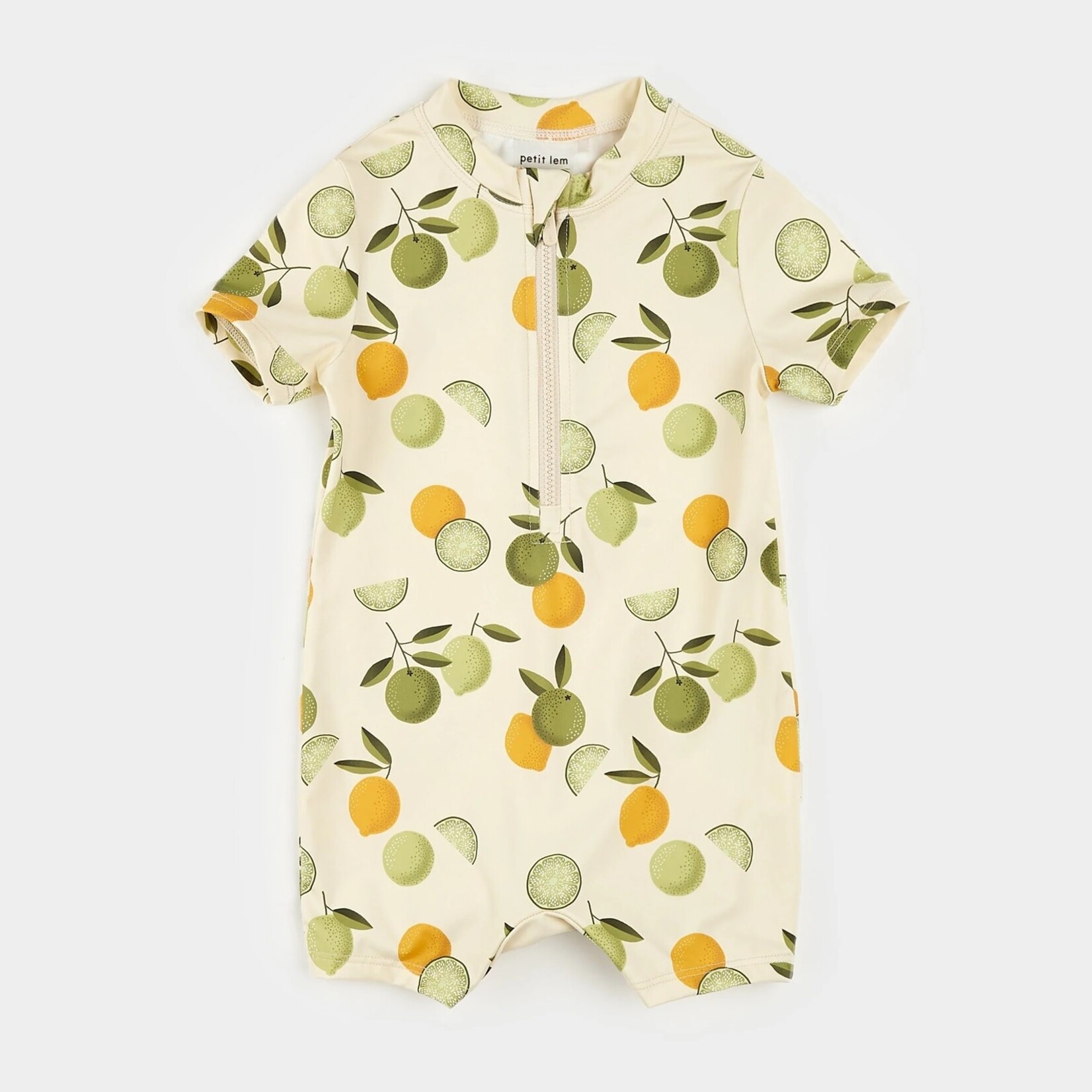 Petit Lem PETIT LEM - Maillot combinaison de bain beige à imprimés d'agrumes