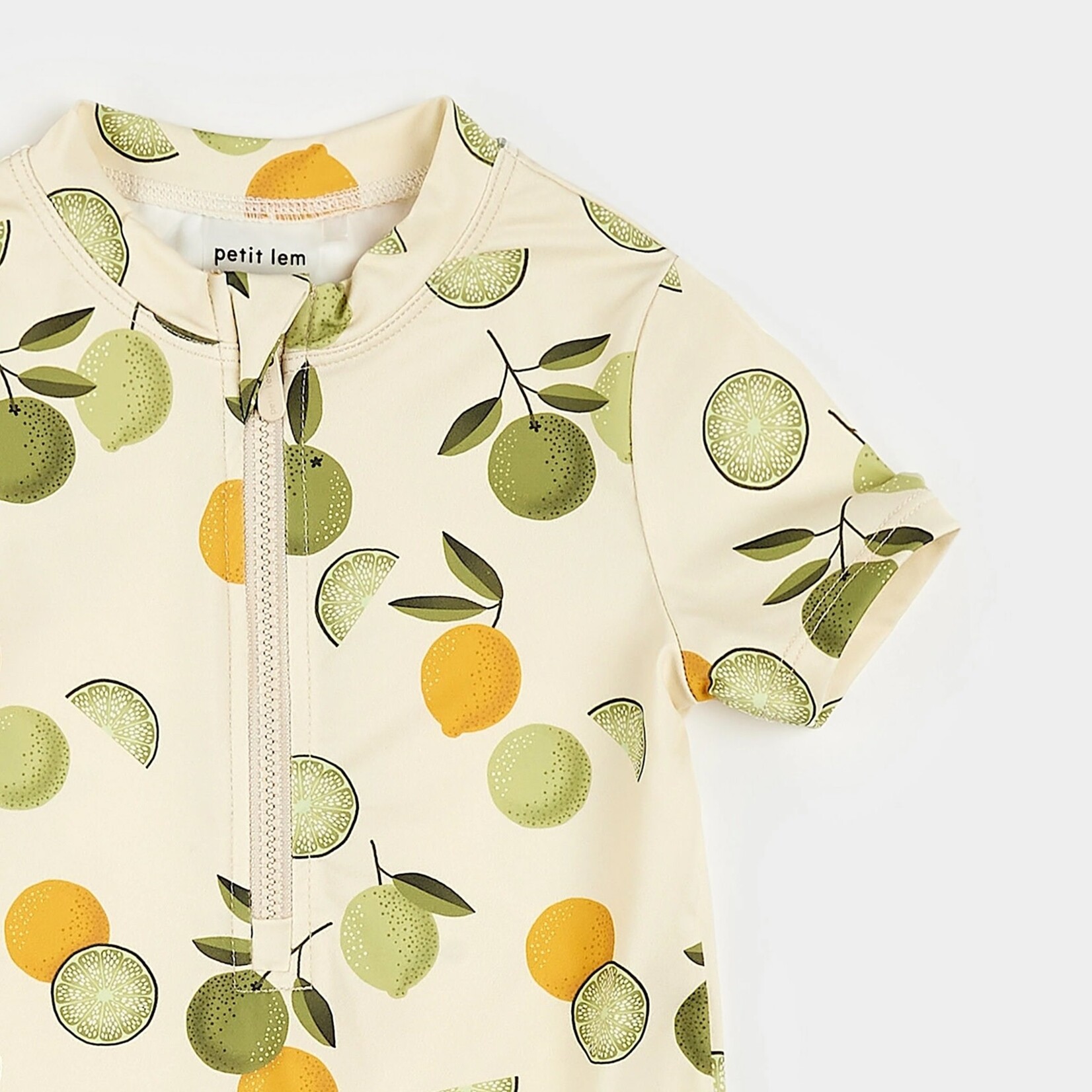 Petit Lem PETIT LEM - Maillot combinaison de bain beige à imprimés d'agrumes