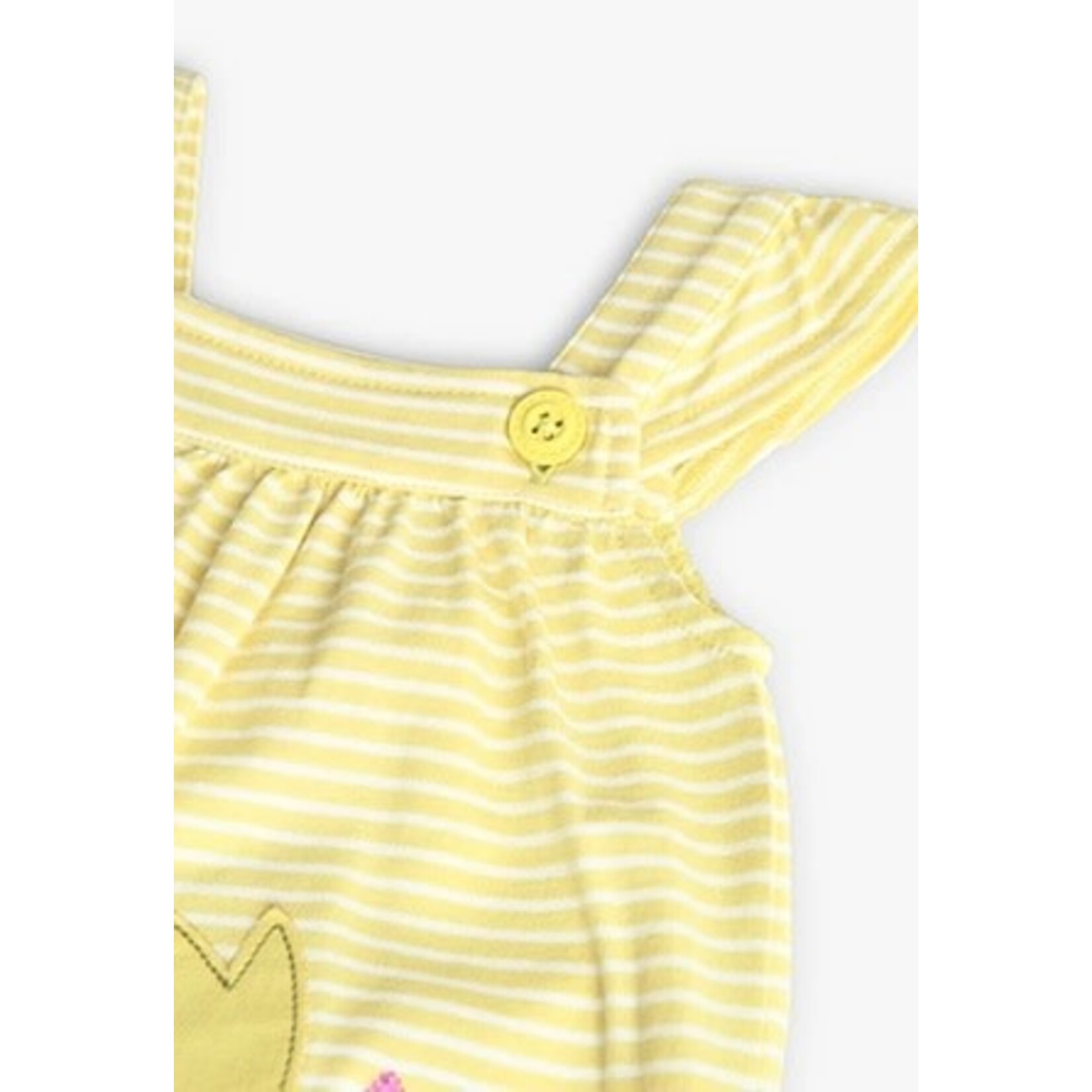 Boboli BOBOLI - Grenouillère en tricot jaune à rayures avec un motif de fleurs