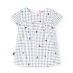 Boboli BOBOLI - Ensemble robe en popeline et culotte blanche à motif quadrillé bleu marine et imprimé de coccinelles et fleurs