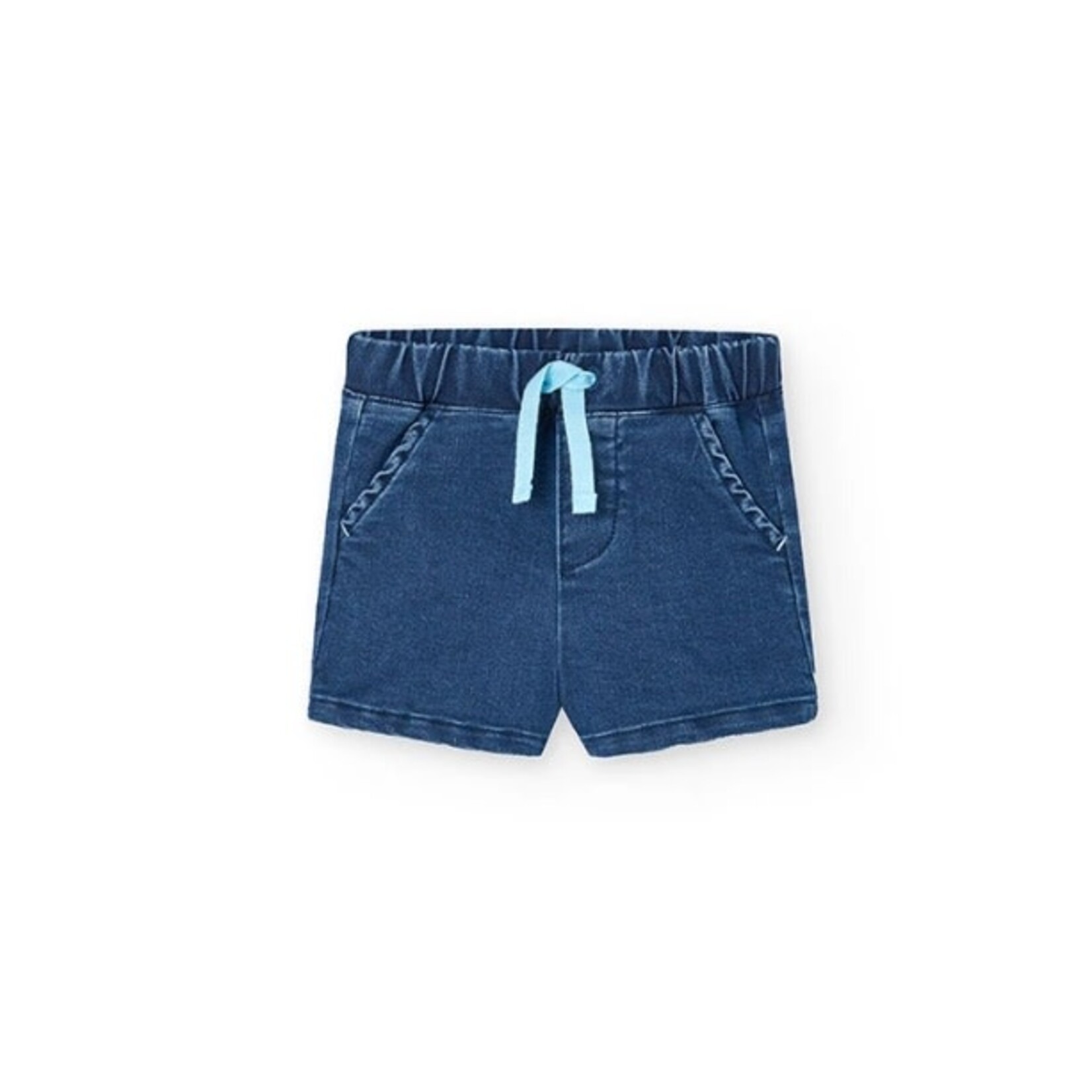 Boboli BOBOLI - Ensemble 2 pièces  t-shirt bleu  avec imprimé animaux  marins et short avec cordons en jeans souple