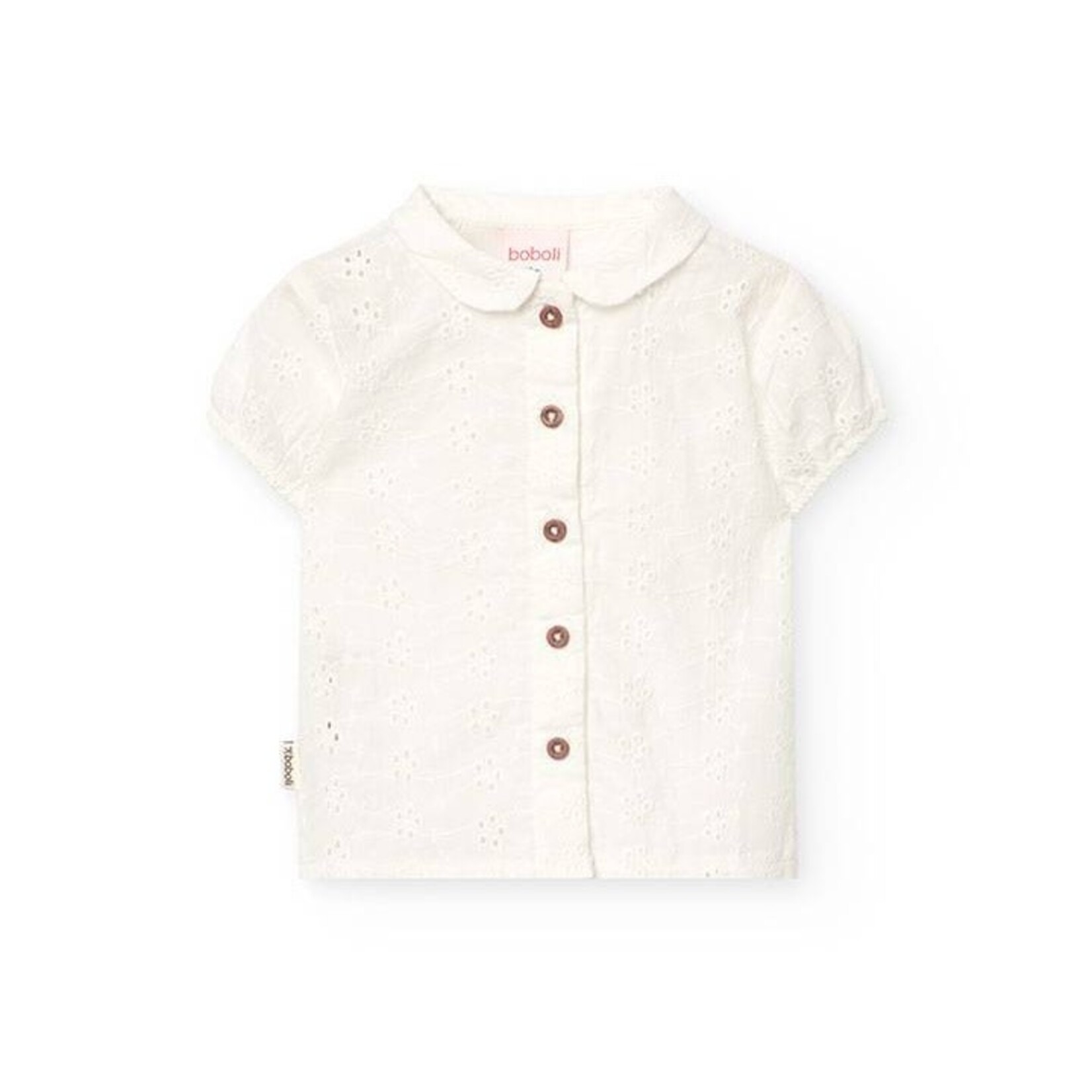 Boboli BOBOLI - Blouse blanche à manches courtes en broderie anglaise