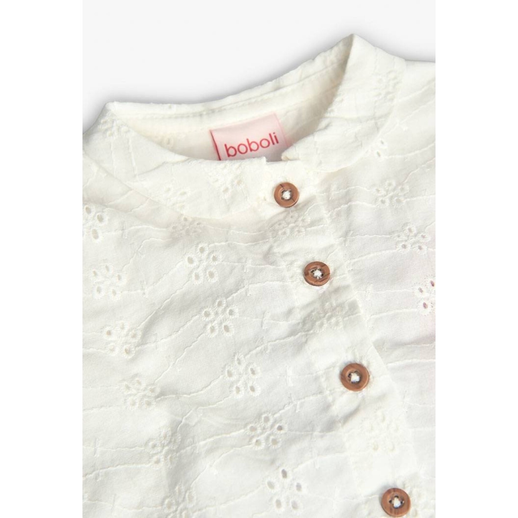 Boboli BOBOLI - Blouse blanche à manches courtes en broderie anglaise
