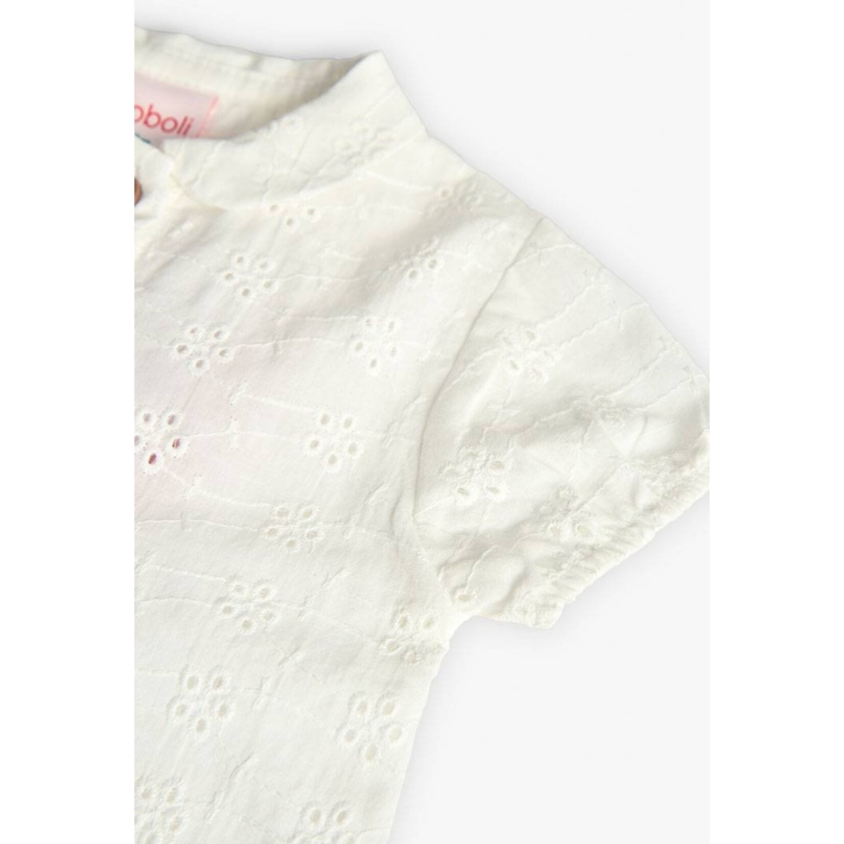 Boboli BOBOLI - Blouse blanche à manches courtes en broderie anglaise