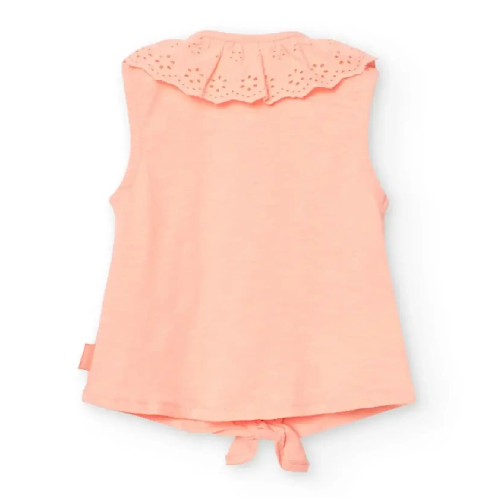 Boboli BOBOLI- Sleeveless top with english embroidery collar and bow