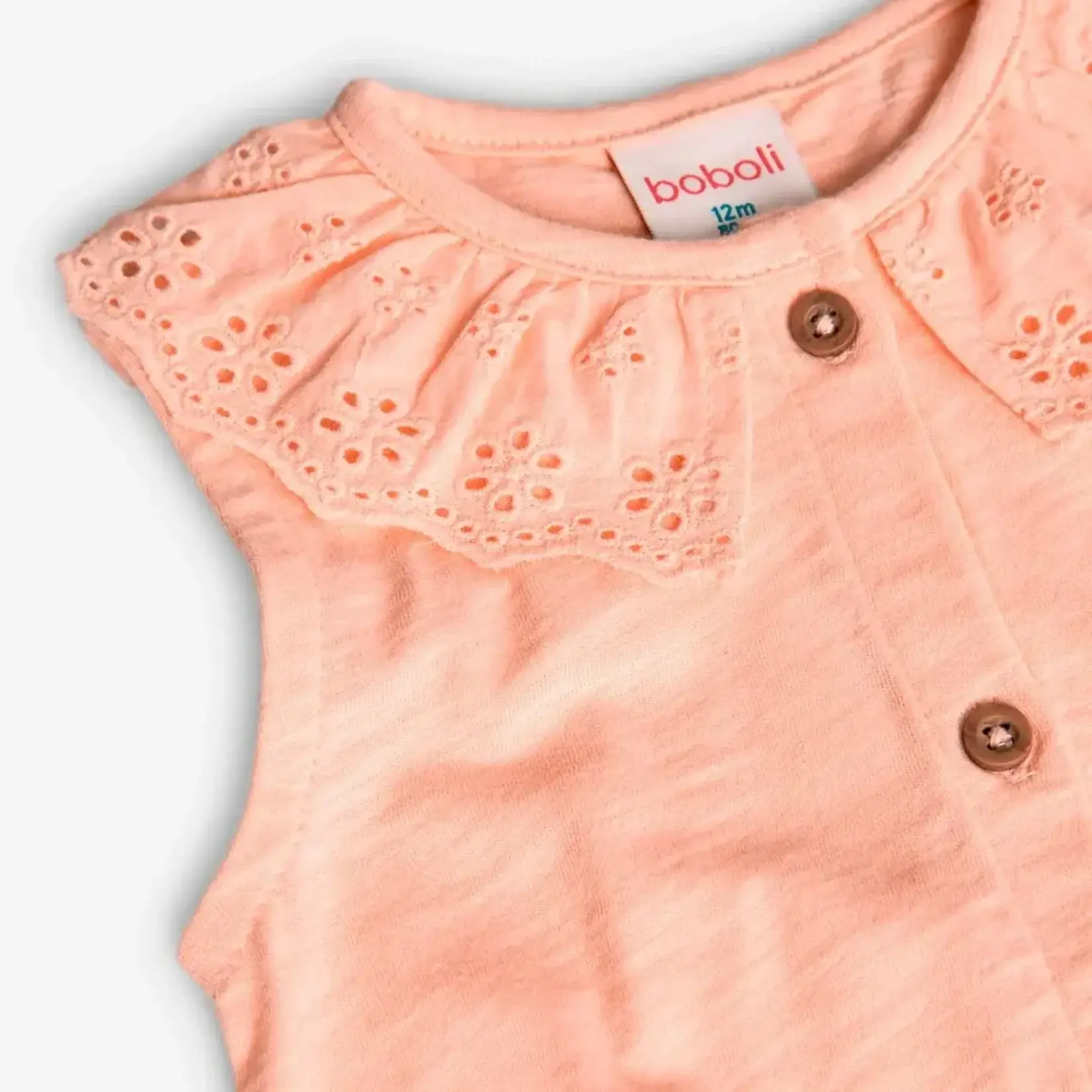 Boboli BOBOLI- Sleeveless top with english embroidery collar and bow
