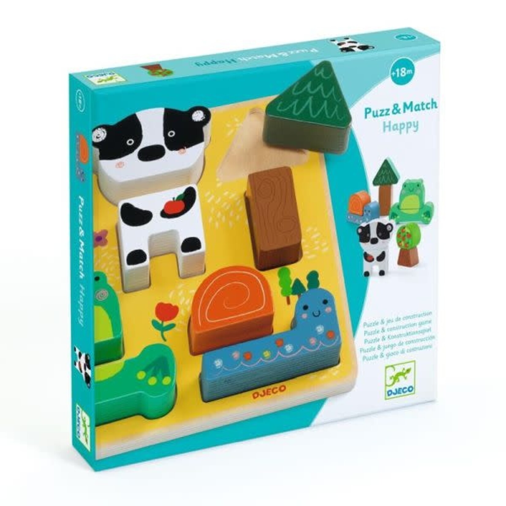 Djeco DJECO - Wooden puzzle and construction game 'Happy'