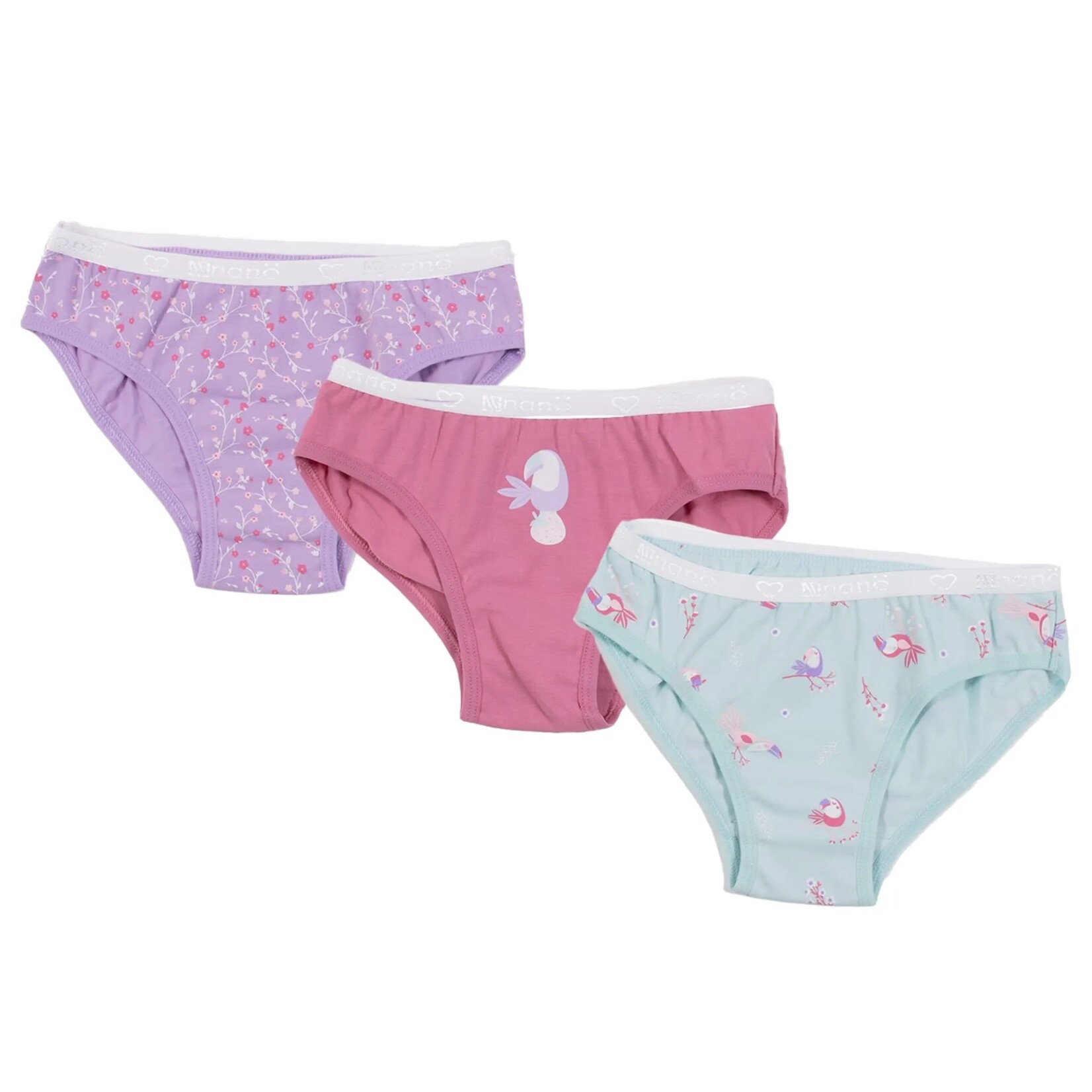 Nanö NANÖ - Lot de 3 culottes 'Toucans - Mauve - Rose - Turquoise