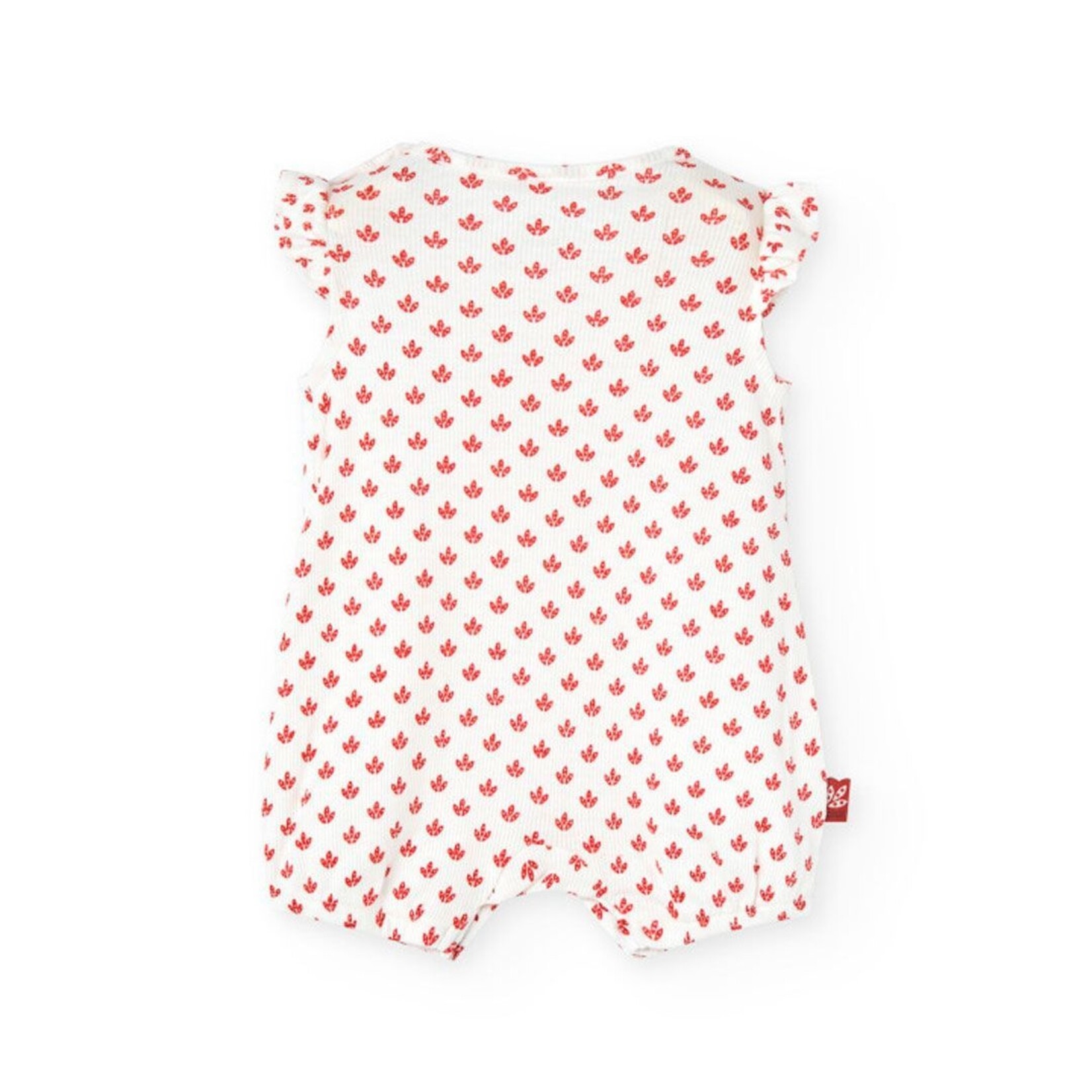 Boboli BOBOLI - White ribbed romper with small red leaf patterns