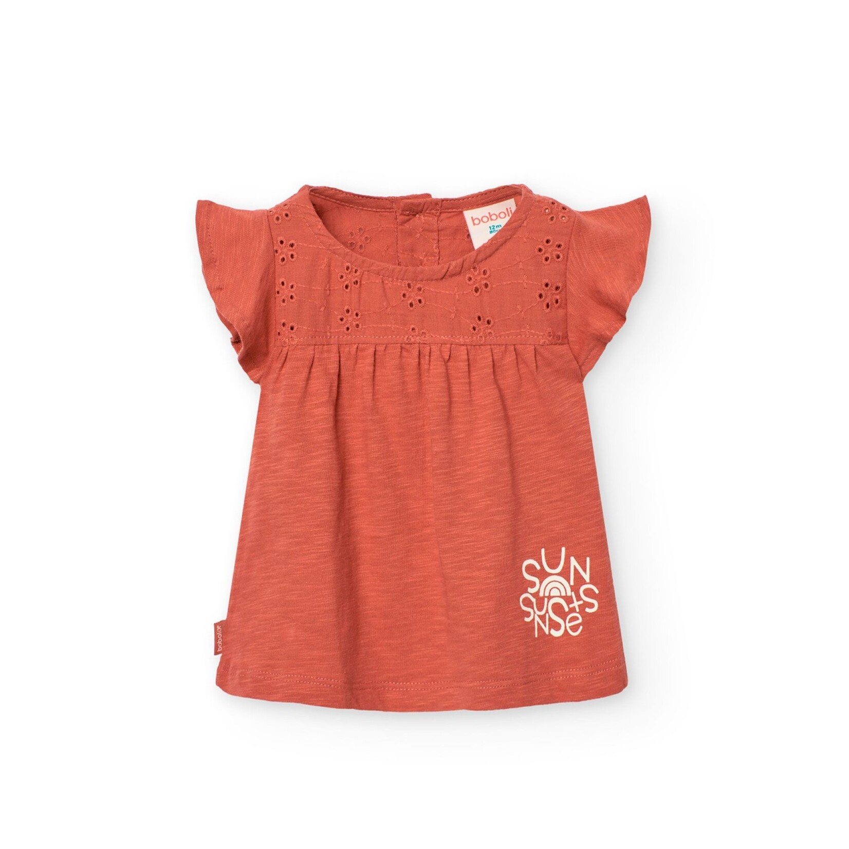 Boboli BOBOLI- Terracota T-shirt with english embroidery