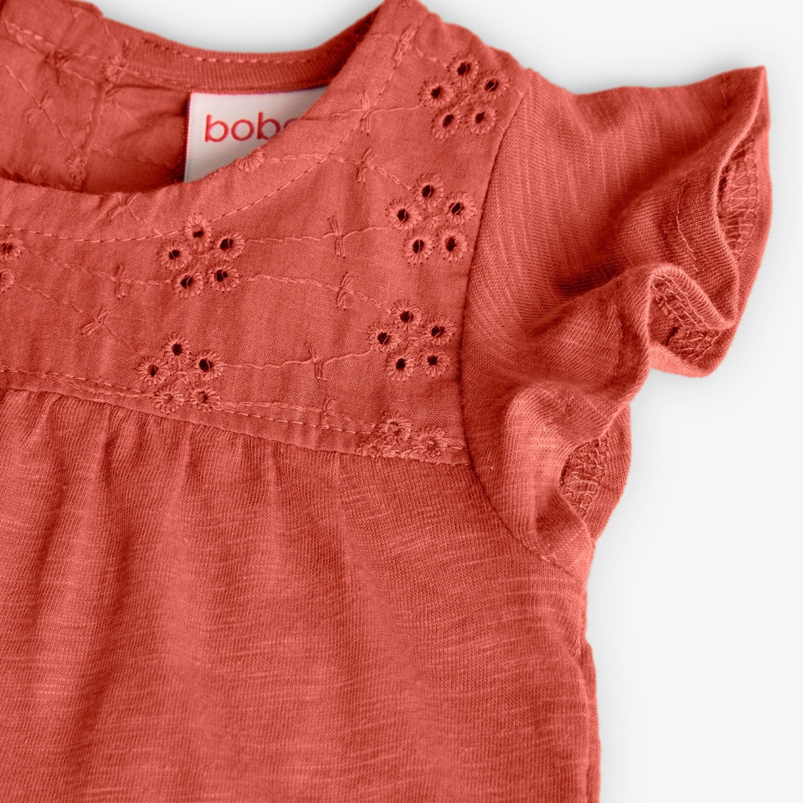 Boboli BOBOLI- Terracota T-shirt with english embroidery