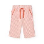 Boboli BOBOLI- Pantalon à pattes larges d'été à rayure crème et terracota