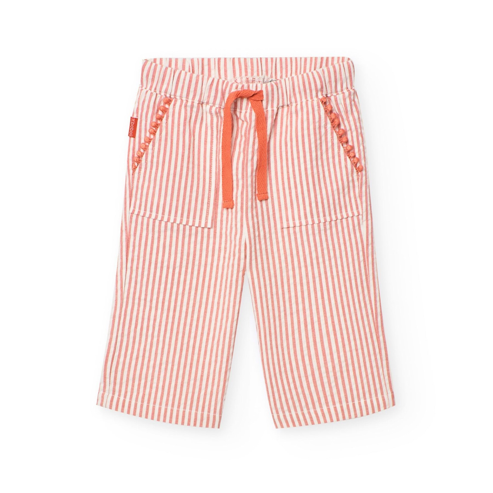 Boboli BOBOLI- Wide-leg light summer pants with cream and terracota stripes
