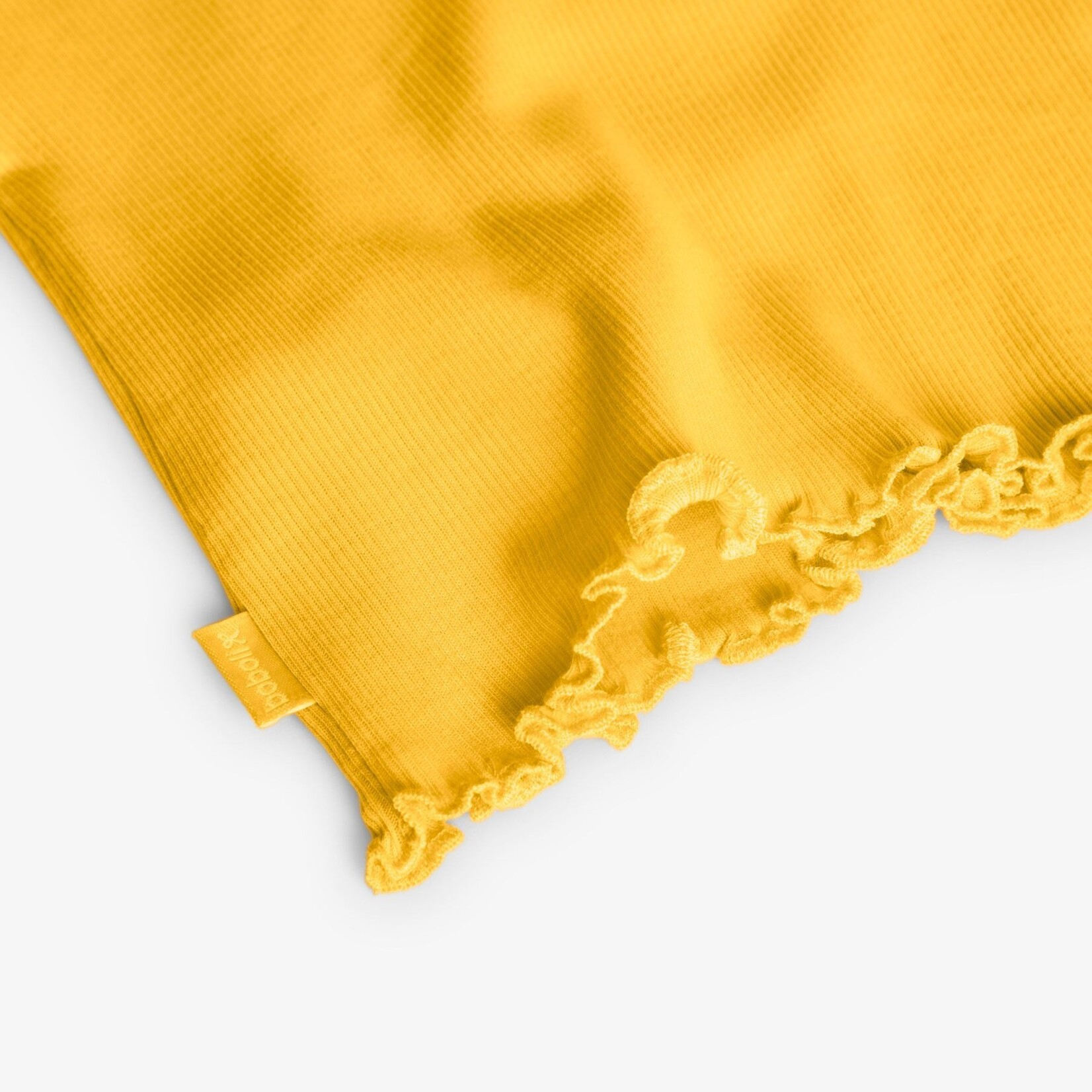 Boboli BOBOLI - T-shirt jaune moutarde à manches courtes en maille orné de dentelle