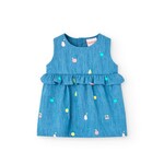 Boboli BOBOLI - Soft denim dress and bloomers set with fruit print