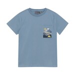 Color Kids COLOR KIDS - T-shirt bleu chiné avec une petite poche et imprimé de paysage