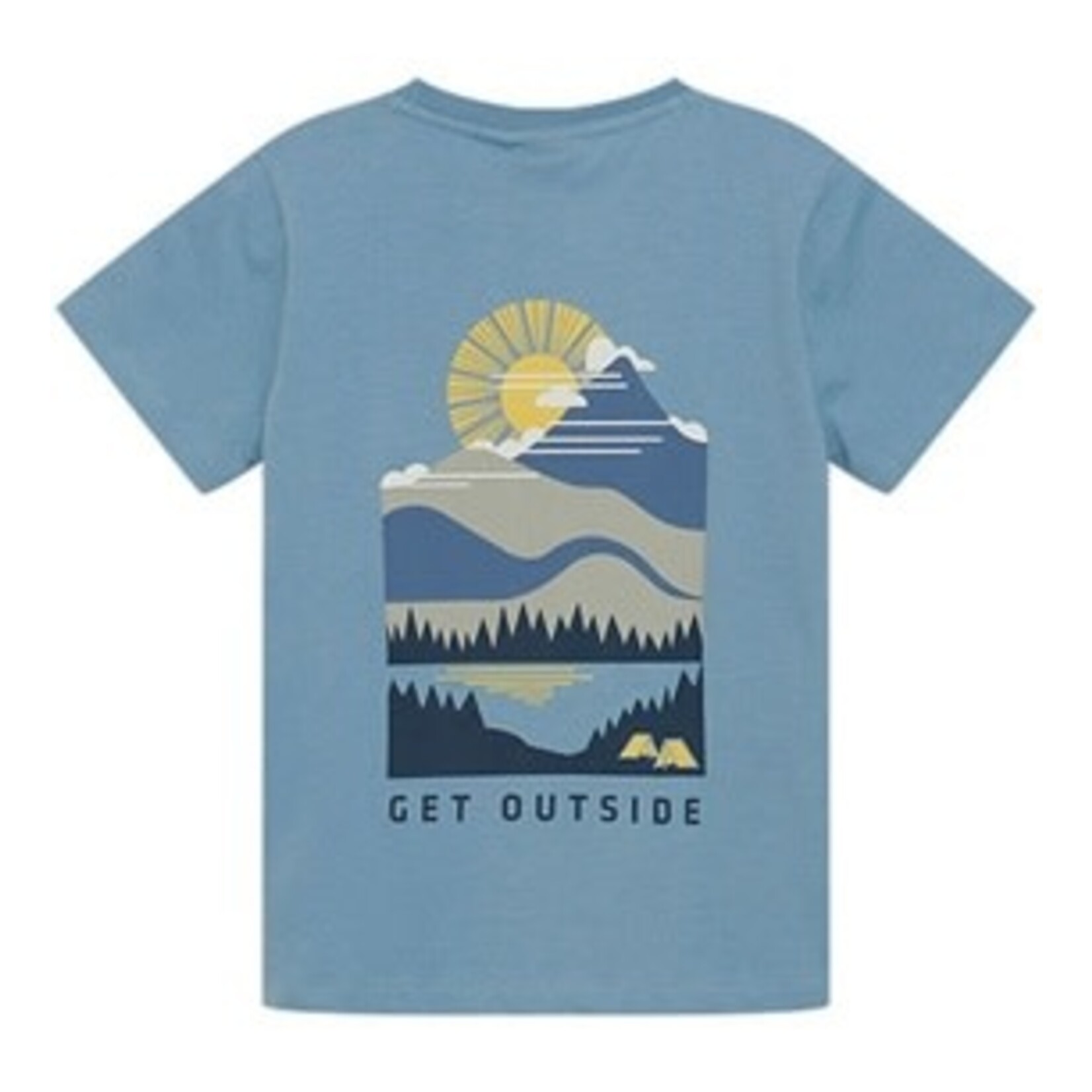 Color Kids COLOR KIDS - T-shirt bleu chiné avec une petite poche et imprimé de paysage