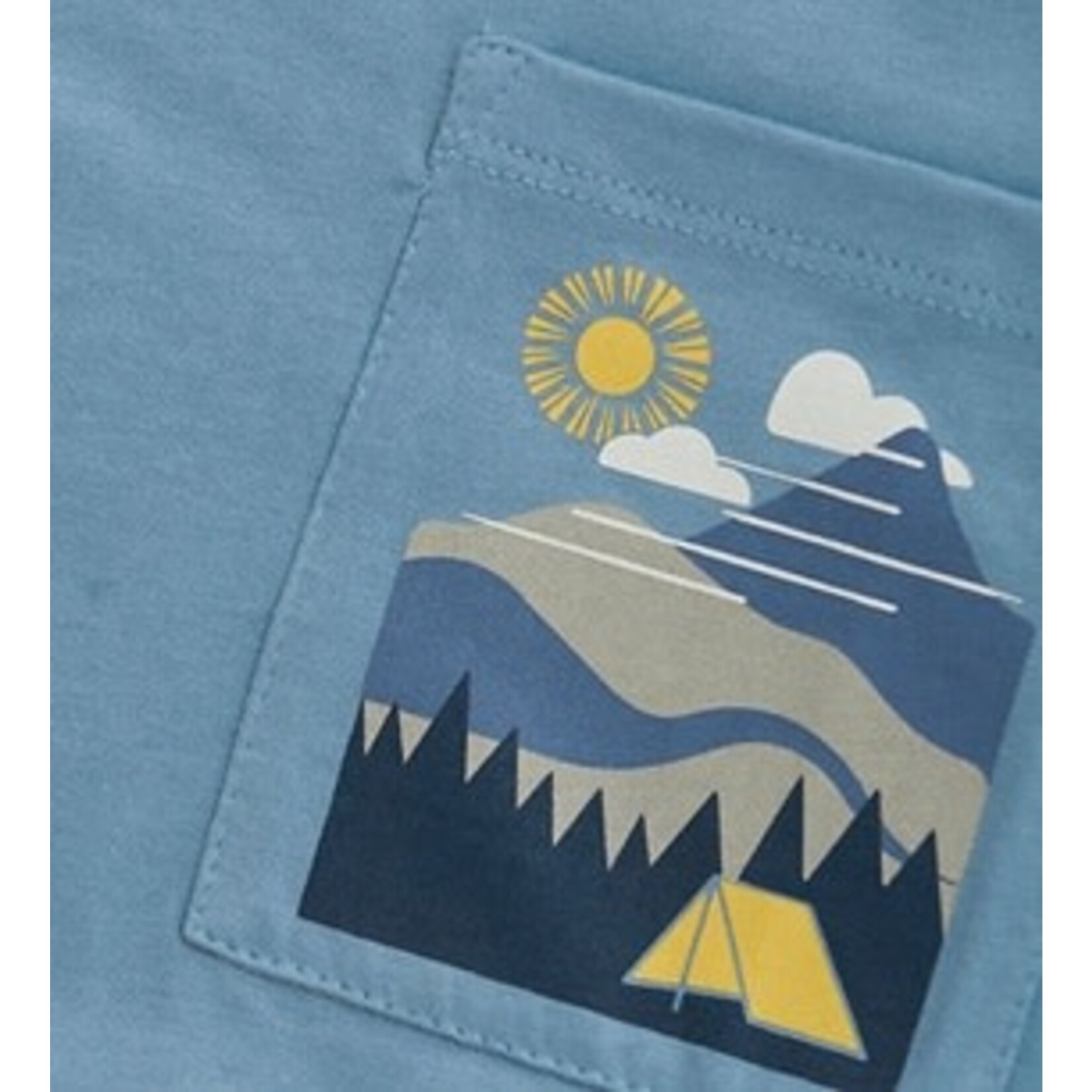 Color Kids COLOR KIDS - T-shirt bleu chiné avec une petite poche et imprimé de paysage