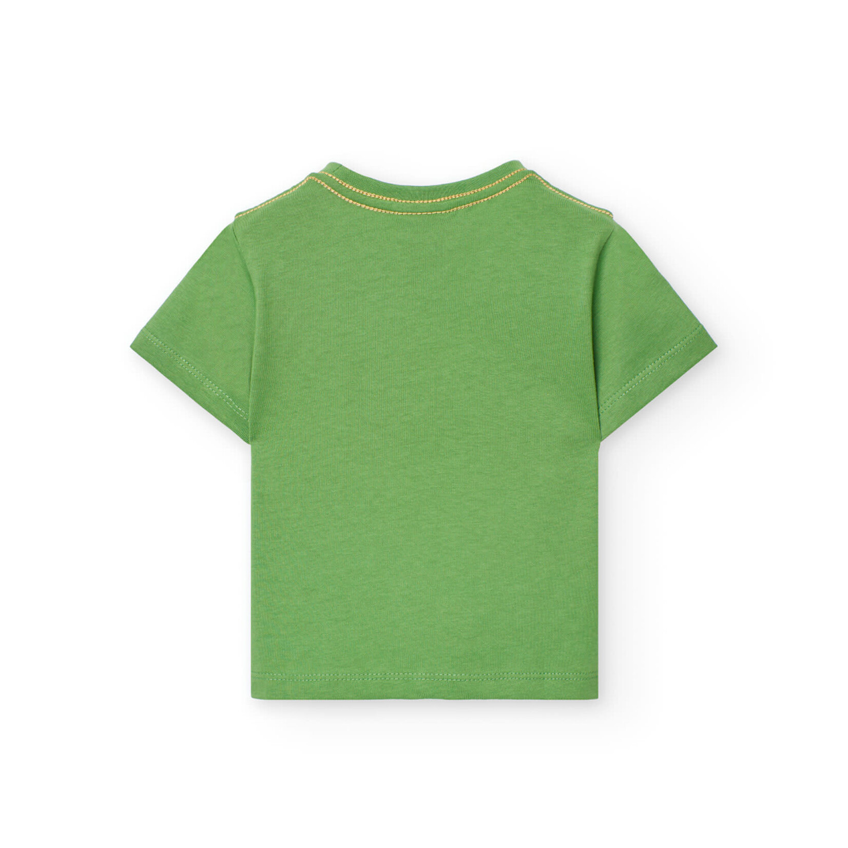 Boboli BOBOLI - Green T-Shirt with a  Monkey Print and White Stripes