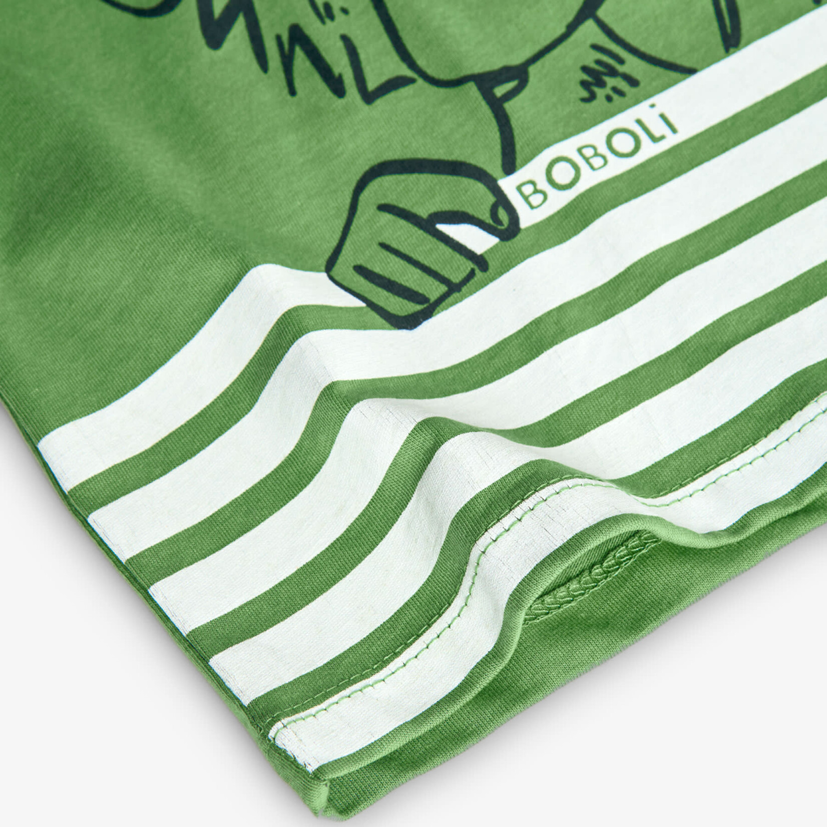 Boboli BOBOLI - T-shirt vert avec imprimé de  singe et rayures blanches