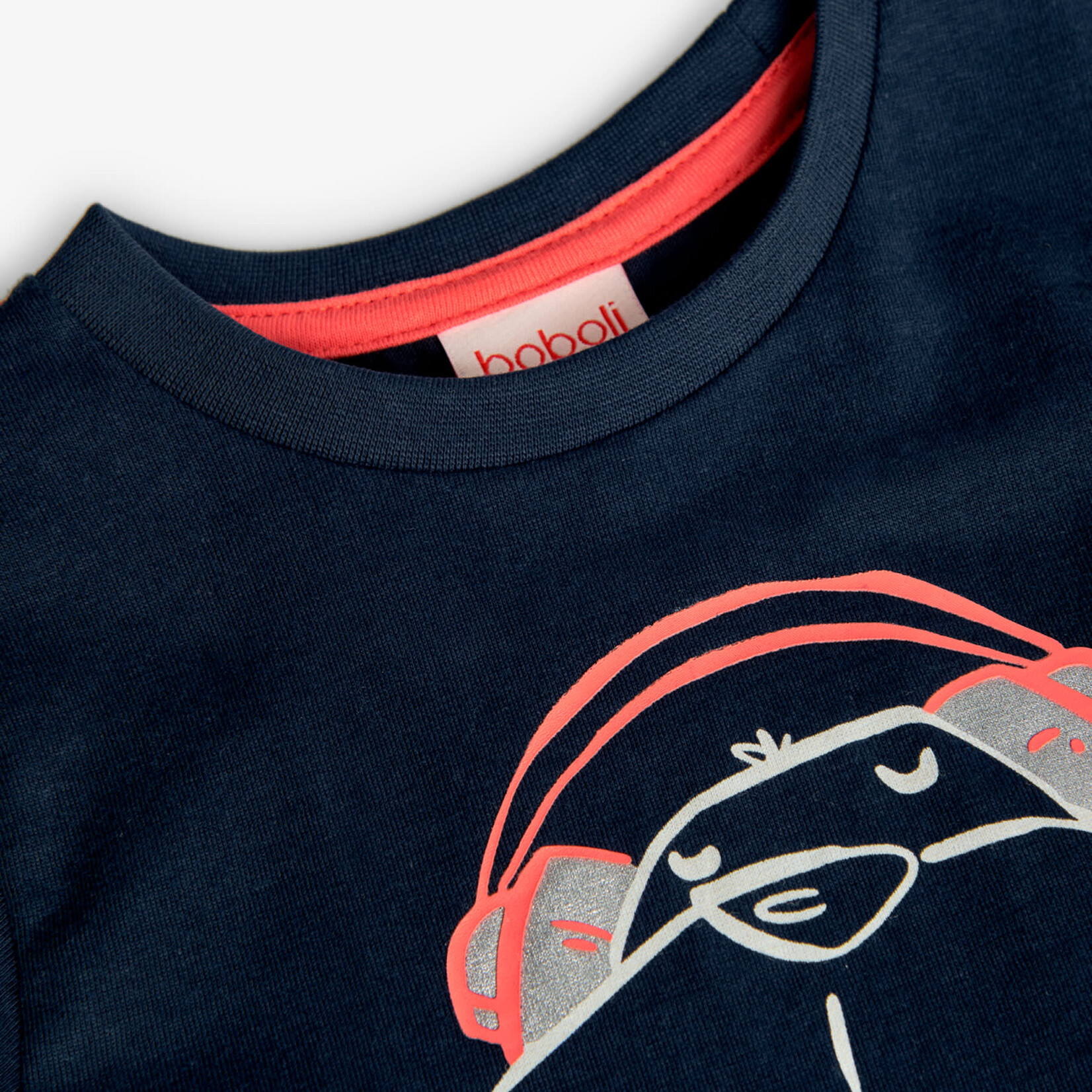 Boboli BOBOLI - T-shirt bleu marin avec imprimé de morse et rayures grises