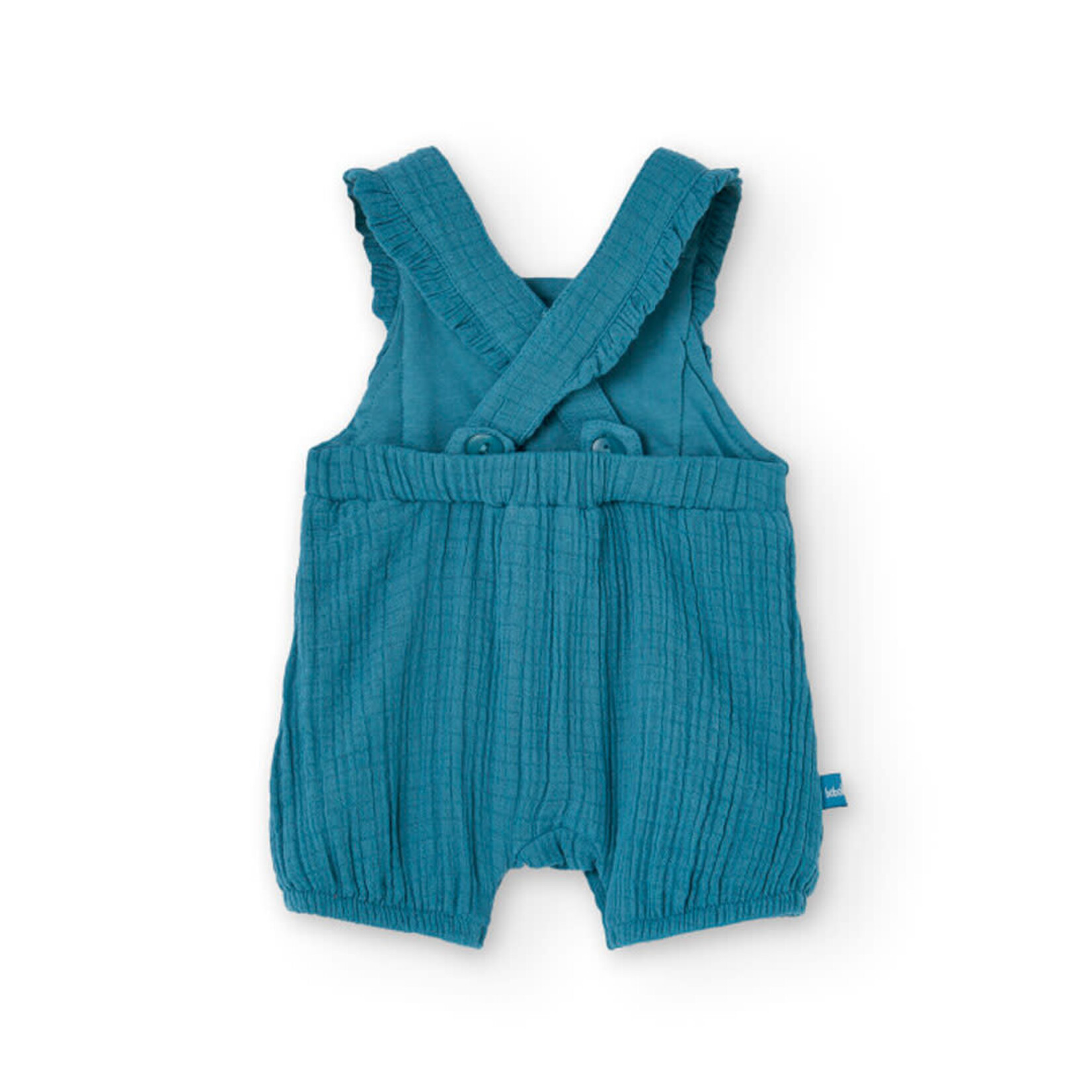 Boboli BOBOLI - White short-sleeved t-shirt with colorful pattern and turquoise overalls set