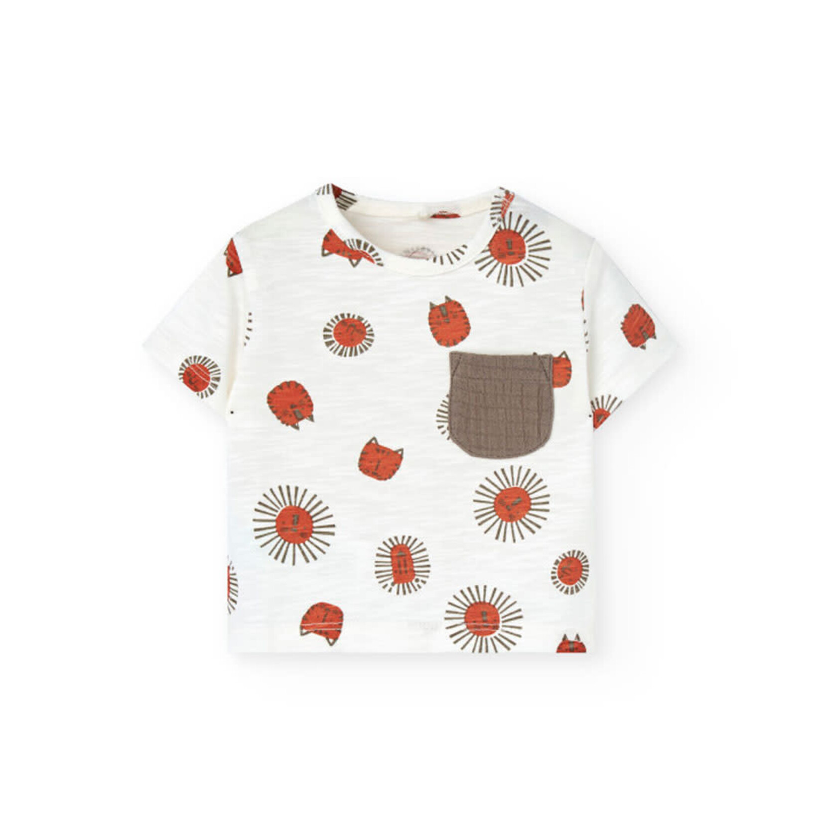 Boboli BOBOLI - Ensemble t-shirt blanc à imprimé de lions et guépards et short chocolat