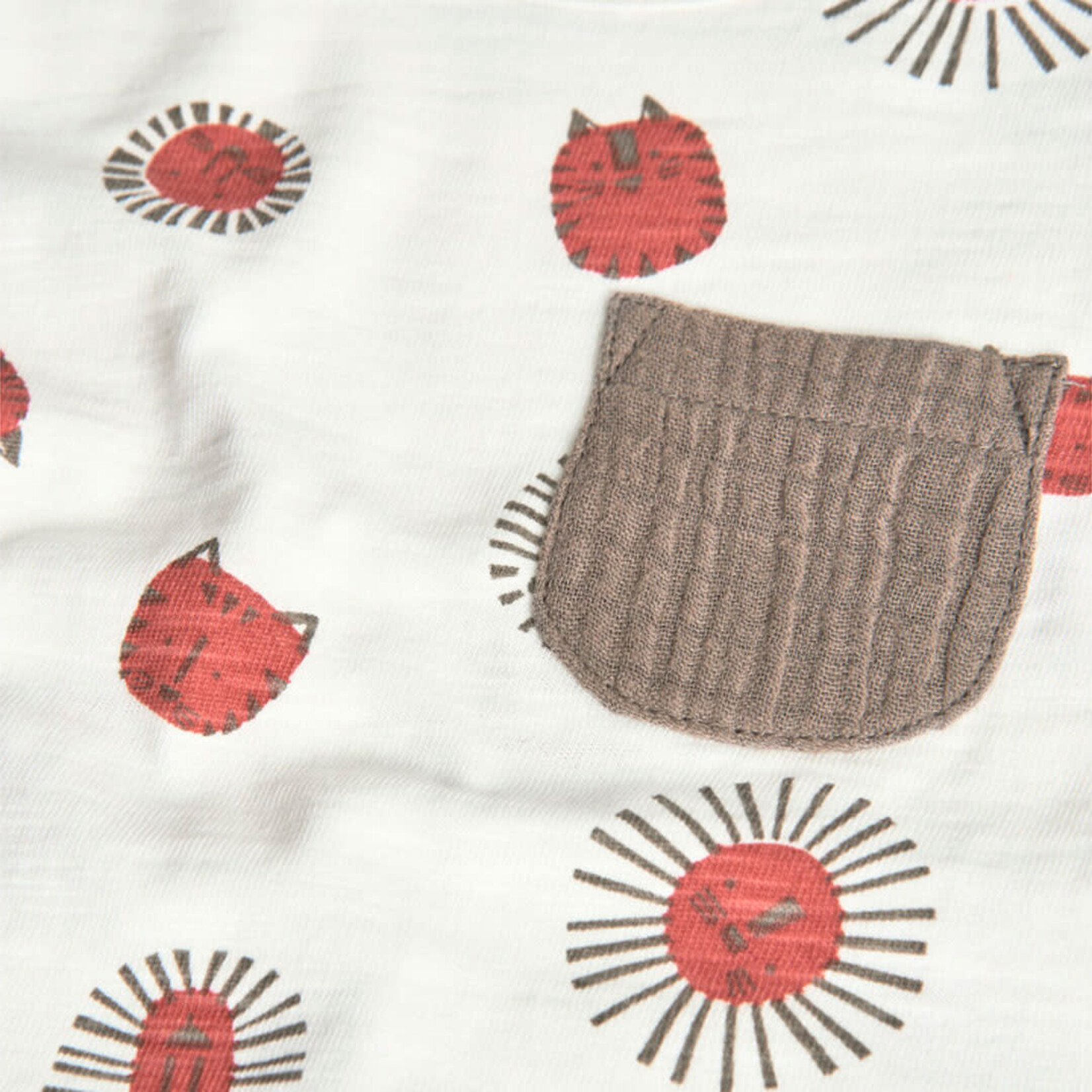 Boboli BOBOLI - Ensemble t-shirt blanc à imprimé de lions et guépards et short chocolat