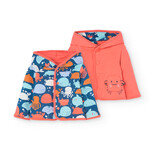 Boboli BOBOLI - Veste réversible orange vif et bleu marine à imprimé d'animaux marins