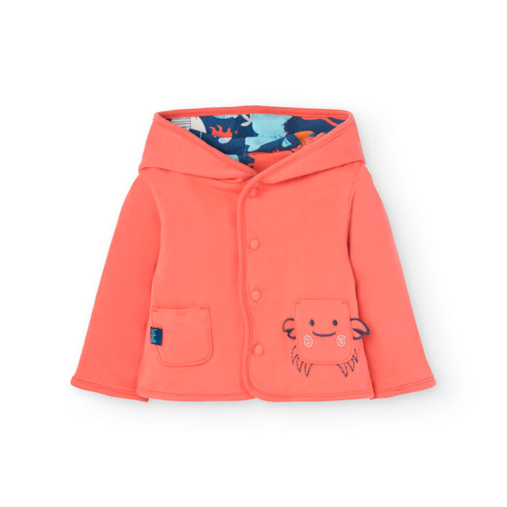 Boboli BOBOLI - Veste réversible orange vif et bleu marine à imprimé d'animaux marins
